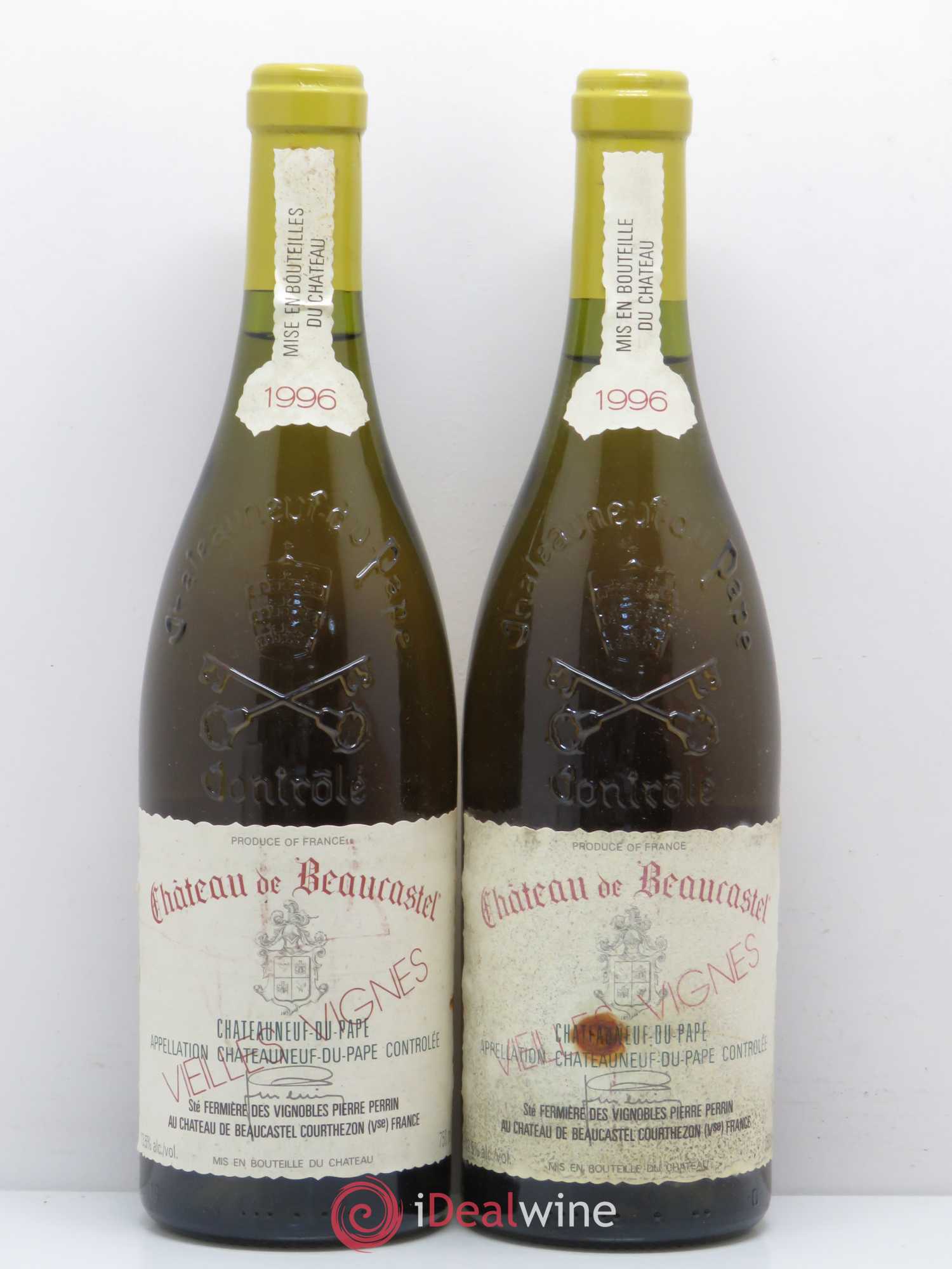 Châteauneuf-du-Pape Château de Beaucastel Vieilles vignes Roussanne Famille Perrin Vieilles Vignes 1996 - Lot de 2 bouteilles - 0