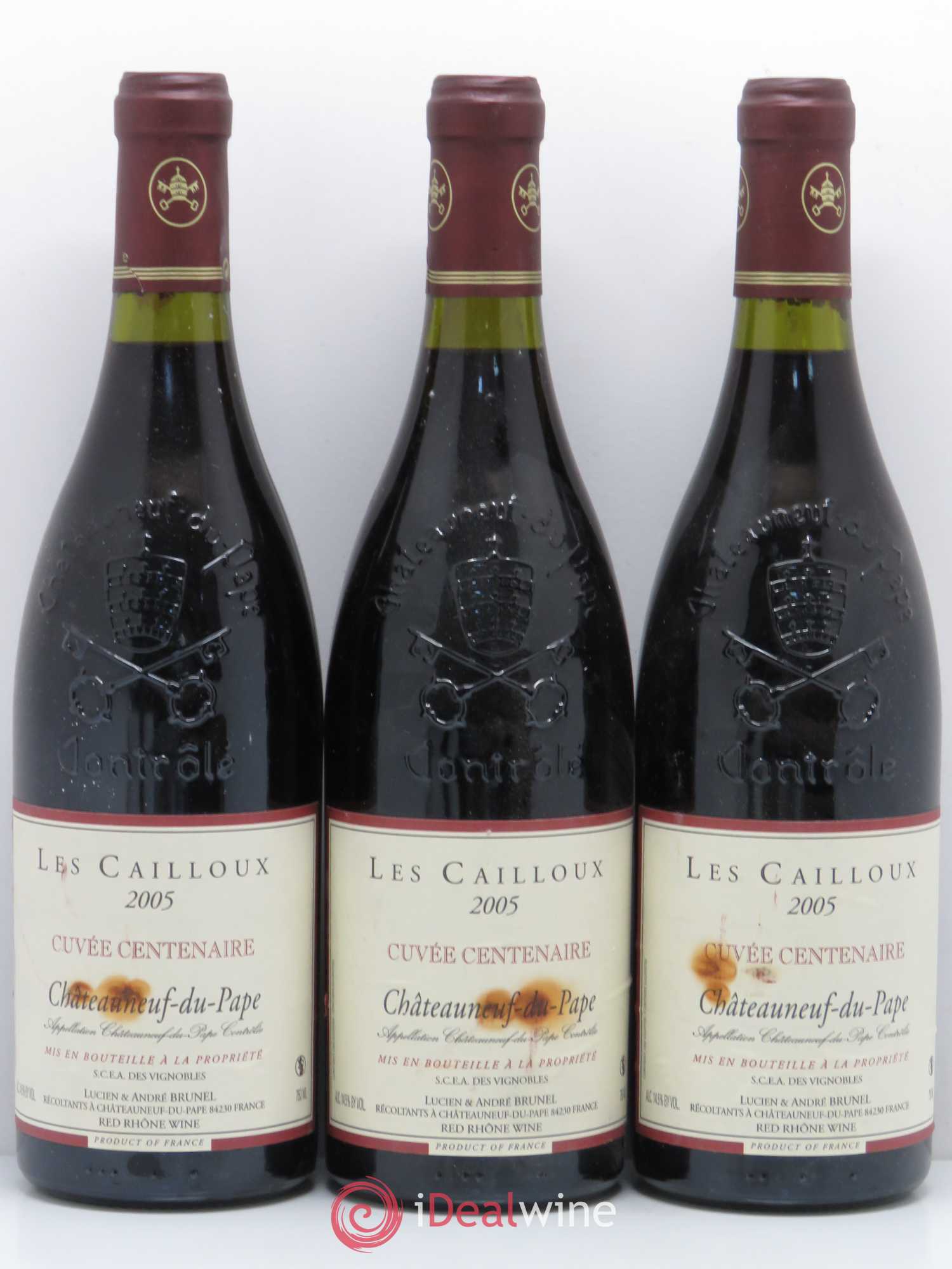 Châteauneuf-du-Pape Les Cailloux Cuvée Centenaire André Brunel 2005 - Lot de 3 bouteilles - 0