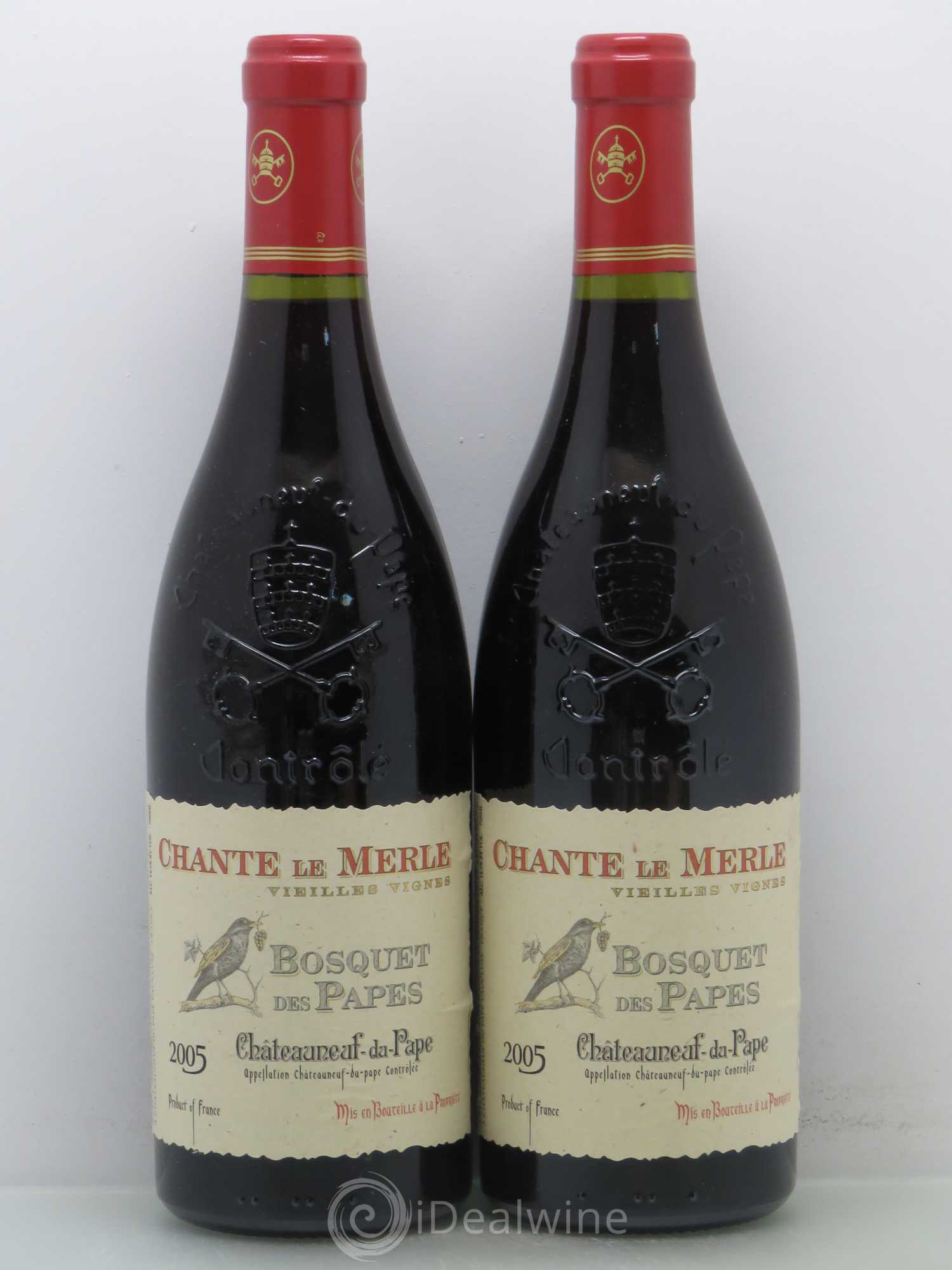 Châteauneuf-du-Pape Bosquet des Papes Chante Le Merle Vieilles Vignes Famille Boiron 2005 - Lot de 2 bouteilles - 0