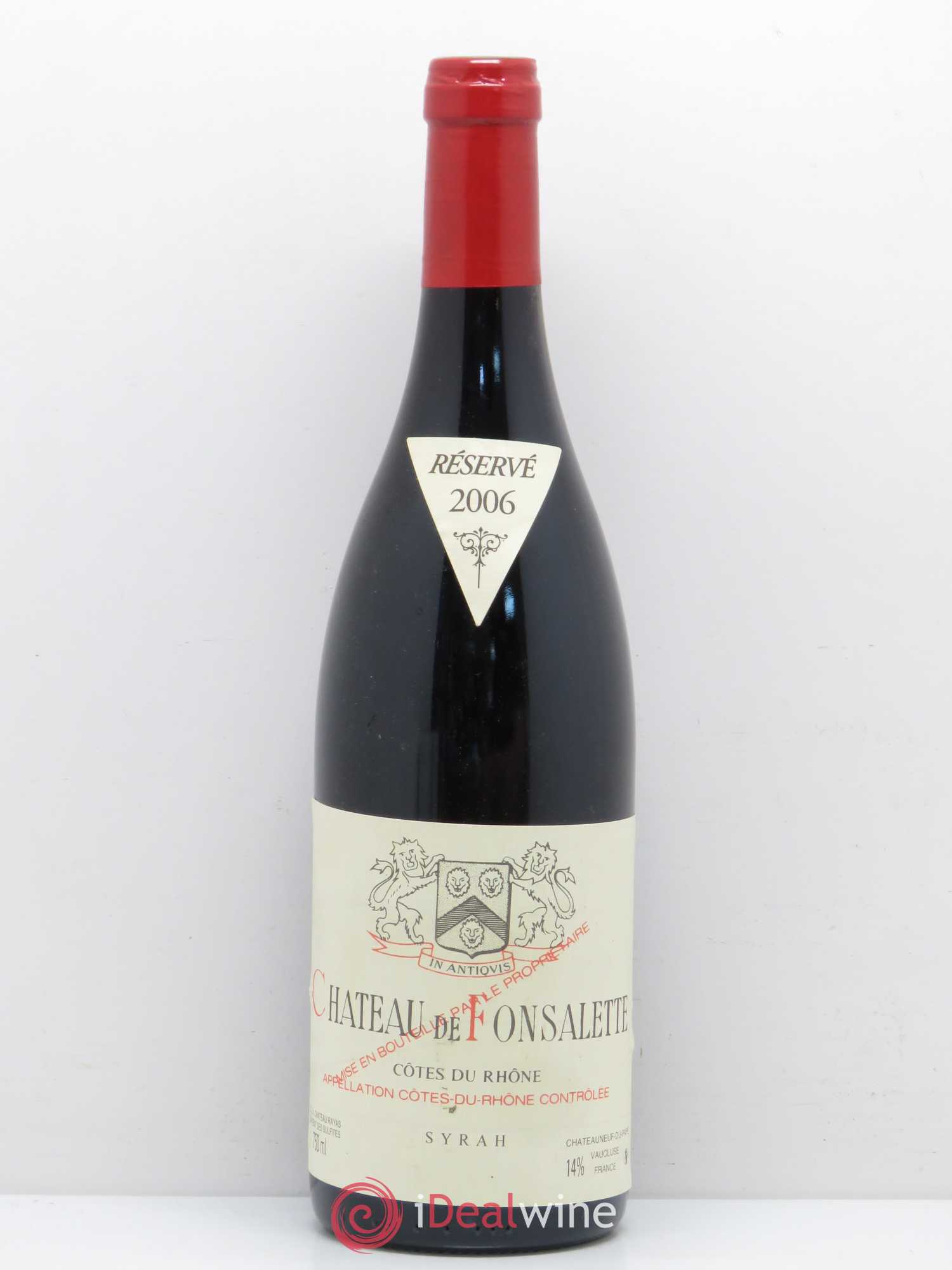 Côtes-du-Rhône Cuvée Syrah Château de Fonsalette 2006 - Lot de 1 bouteille - 0