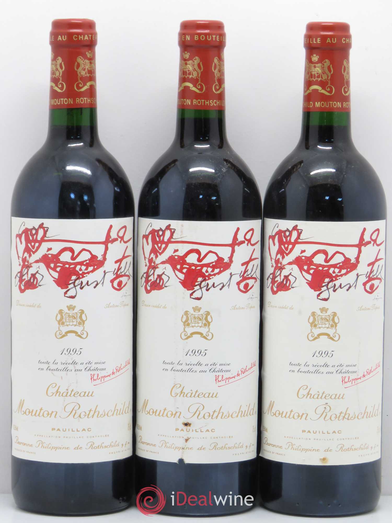 Château Mouton Rothschild 1er Grand Cru Classé 1995 - Lot de 3 bouteilles - 0