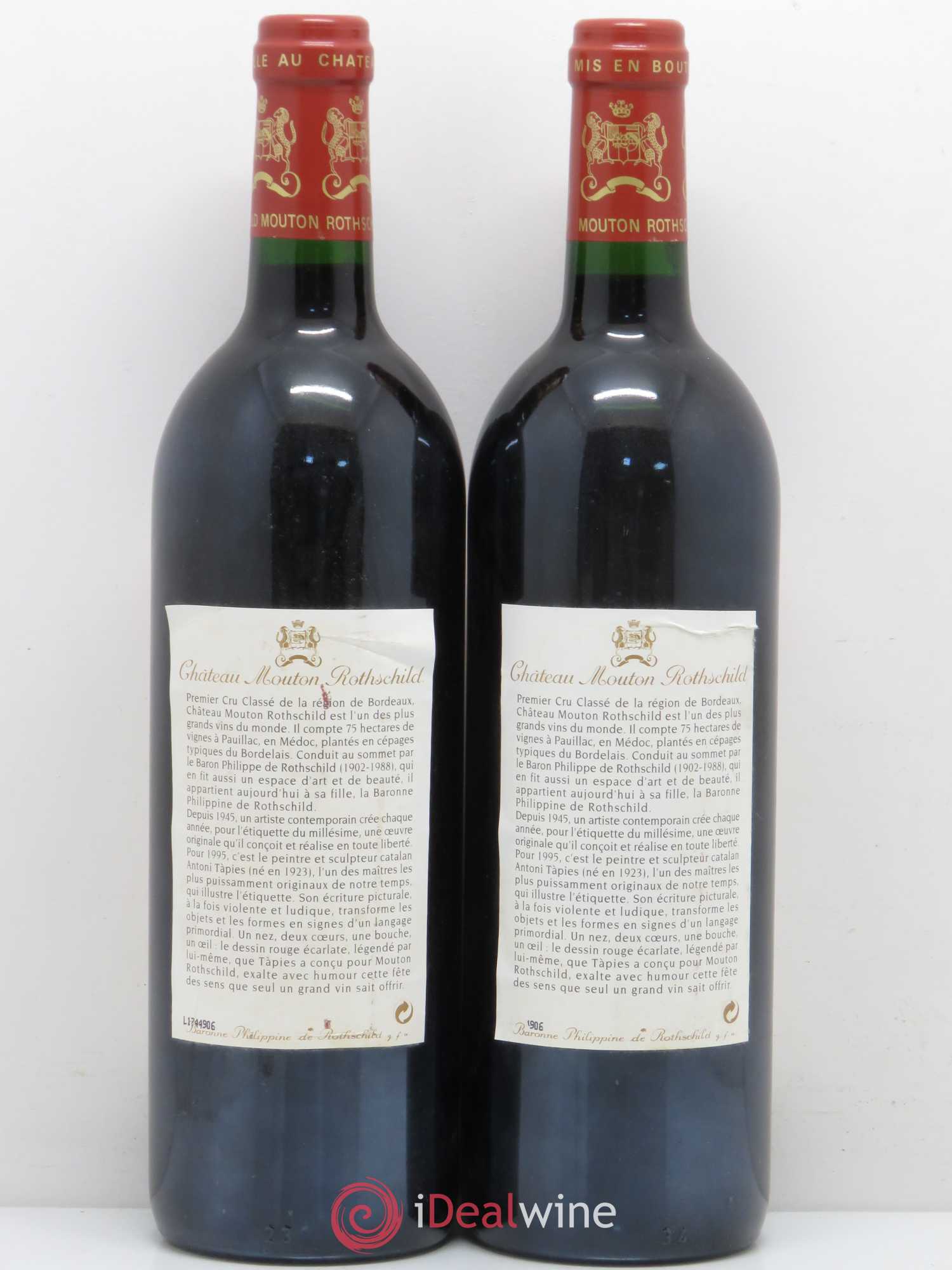 Château Mouton Rothschild 1er Grand Cru Classé 1995 - Lot de 2 bouteilles - 1
