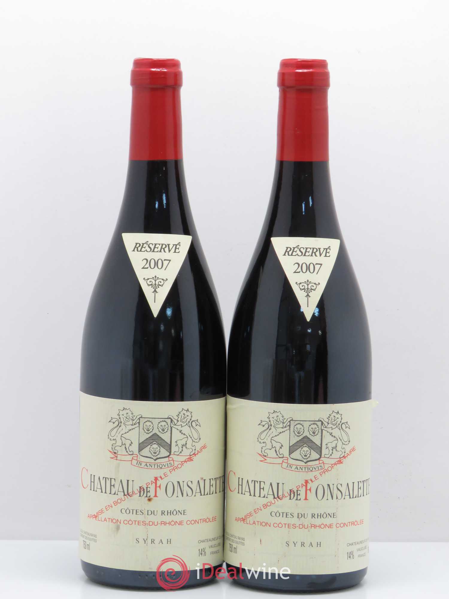 Côtes-du-Rhône Cuvée Syrah Château de Fonsalette 2007 - Lot de 2 bouteilles - 0