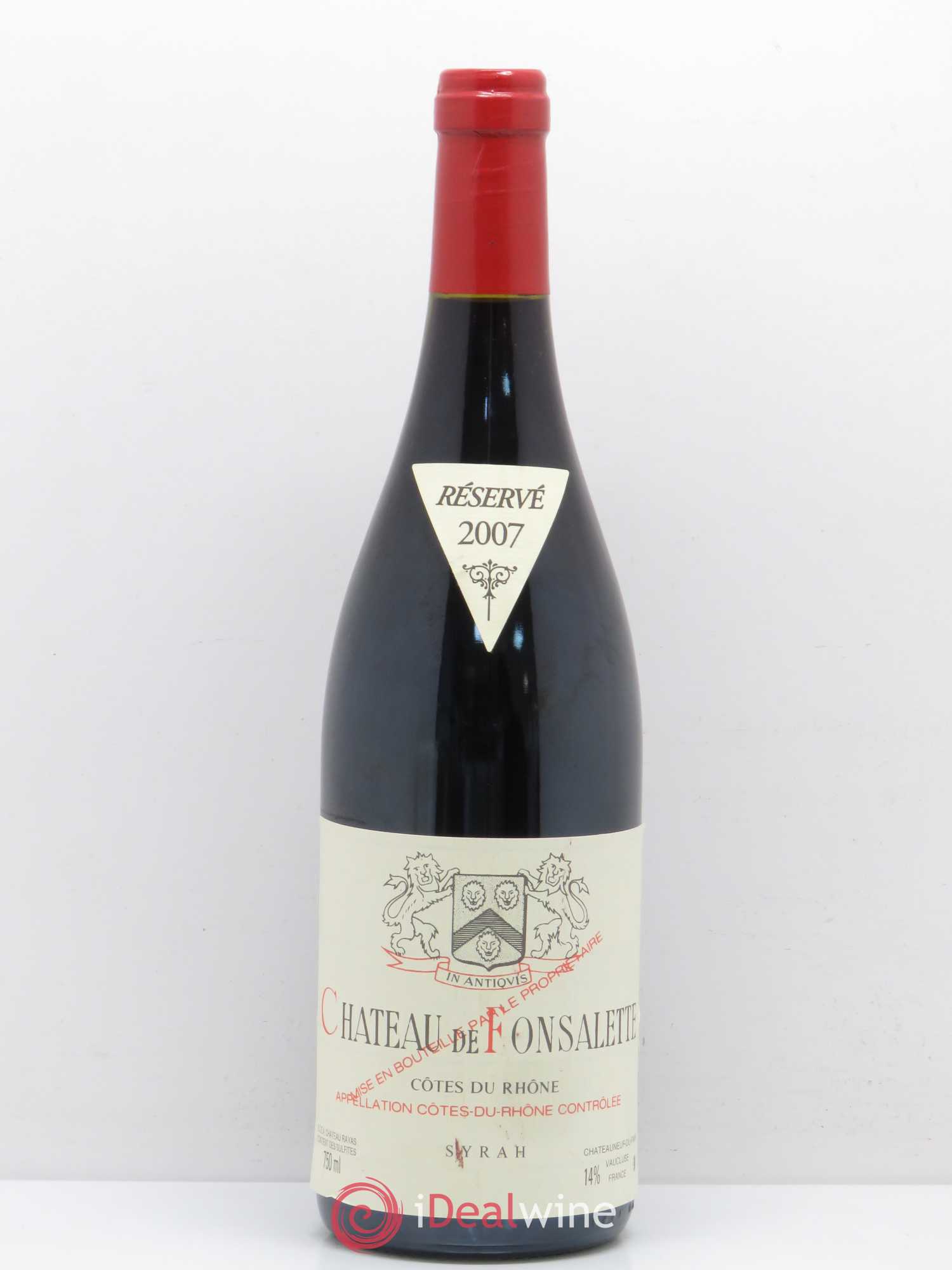 Côtes-du-Rhône Cuvée Syrah Château de Fonsalette 2007 - Lot de 1 bouteille - 0