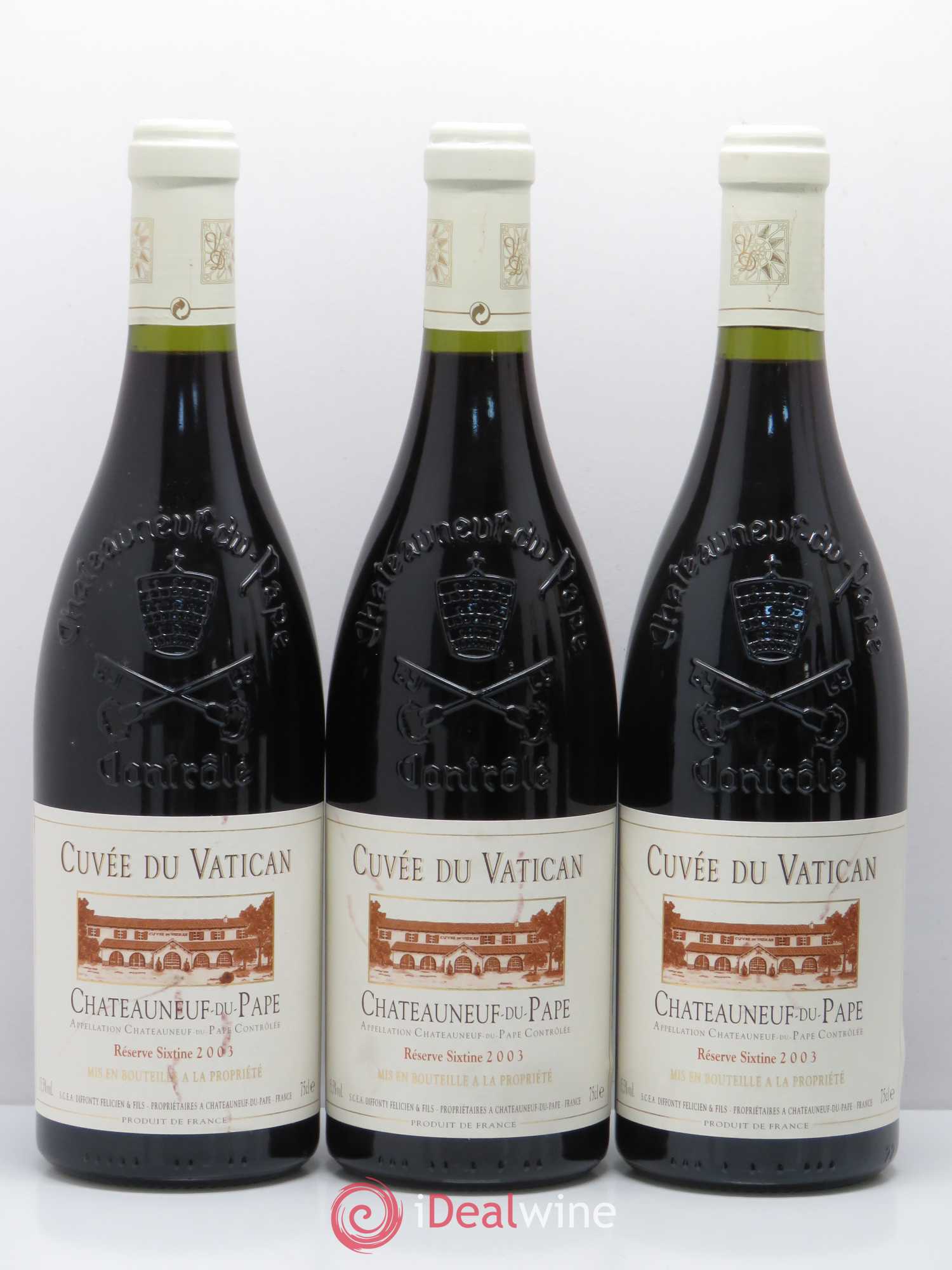 Châteauneuf-du-Pape Cuvée du Vatican Réserve Sixtine Famille Diffonty 2003 - Lot de 6 bouteilles - 1