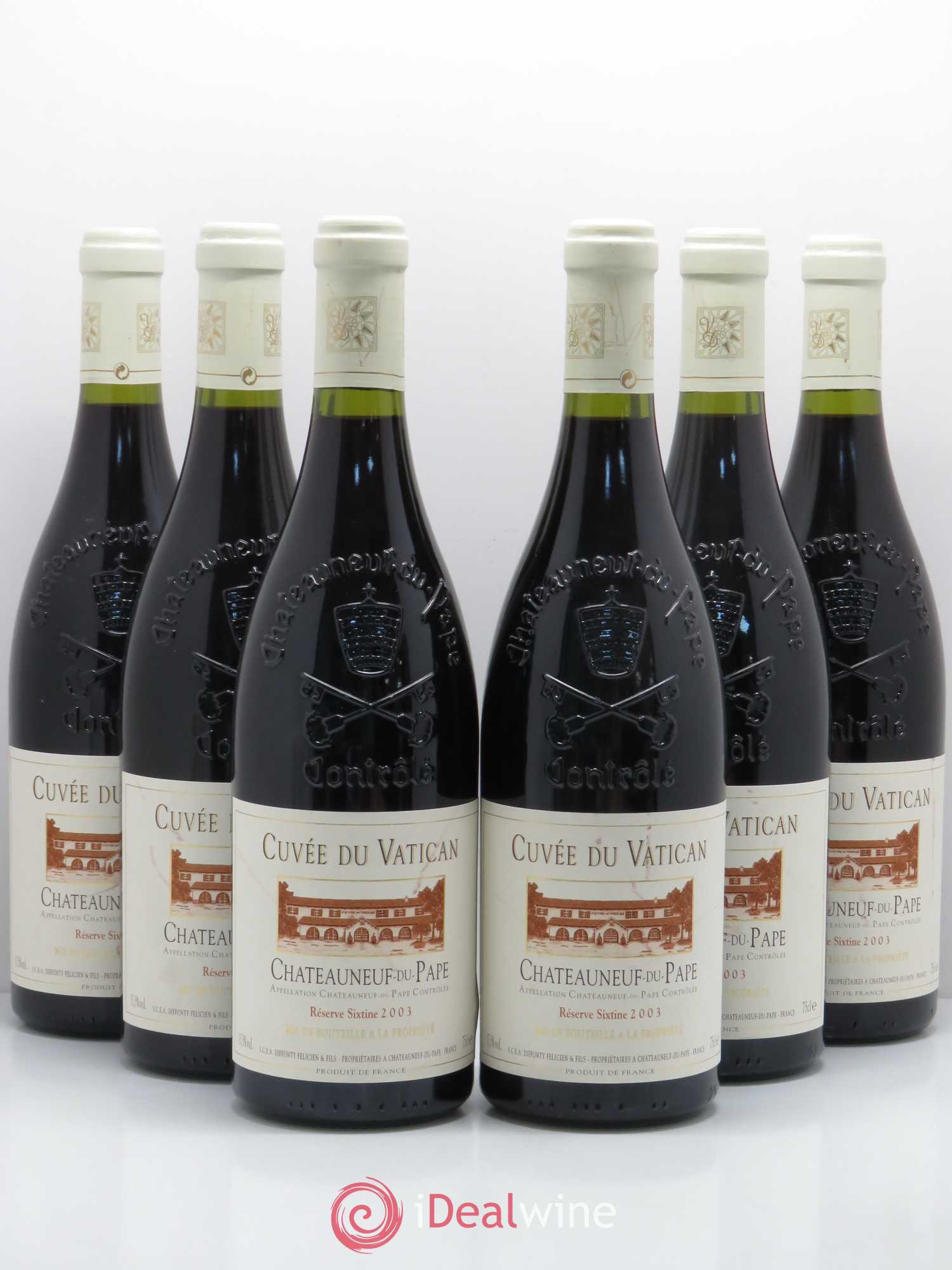 Châteauneuf-du-Pape Cuvée du Vatican Réserve Sixtine Famille Diffonty 2003 - Lot de 6 bouteilles - 0
