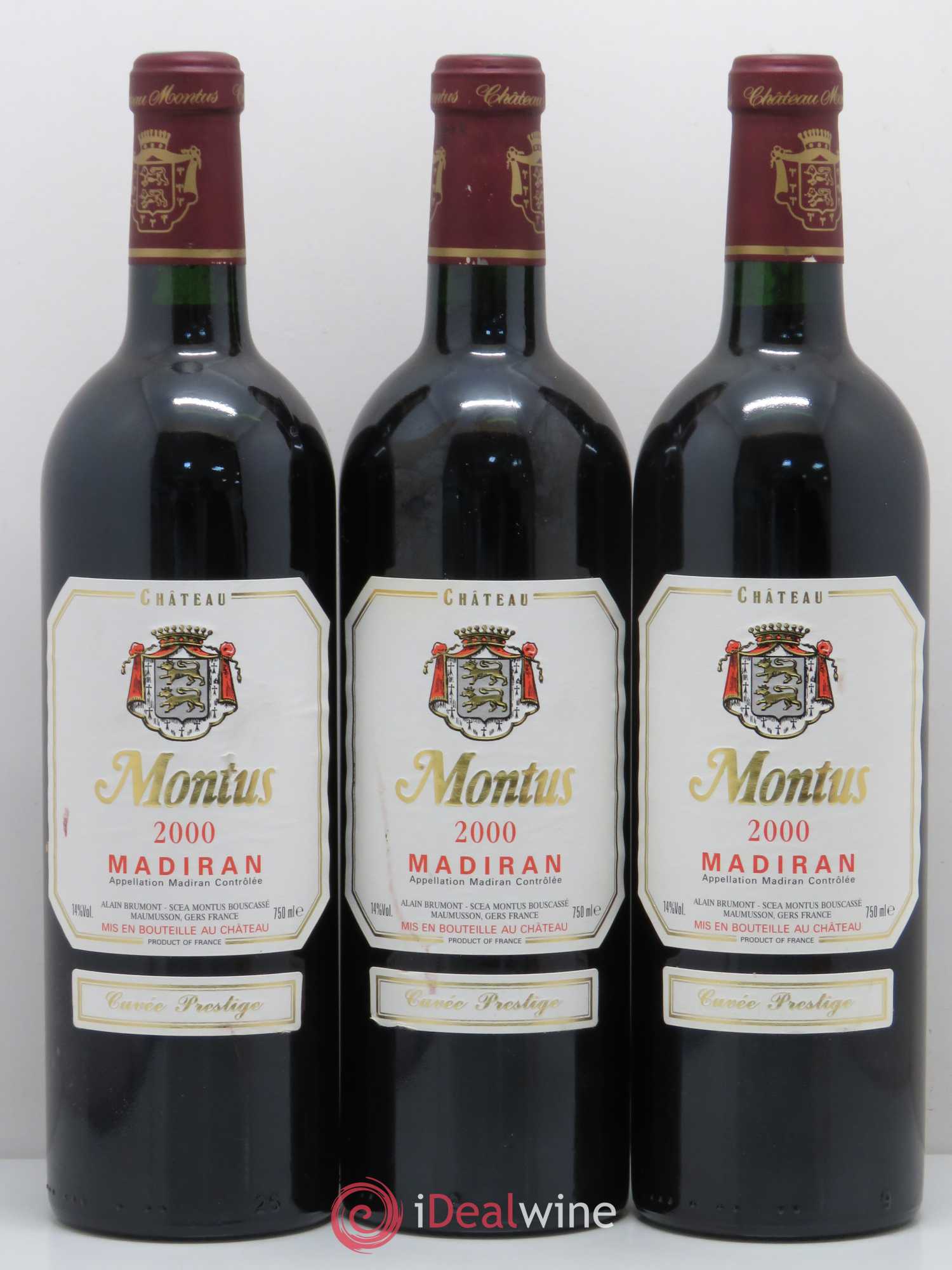 Madiran Château Montus-Prestige Alain Brumont 2000 - Lot de 3 bouteilles - 0