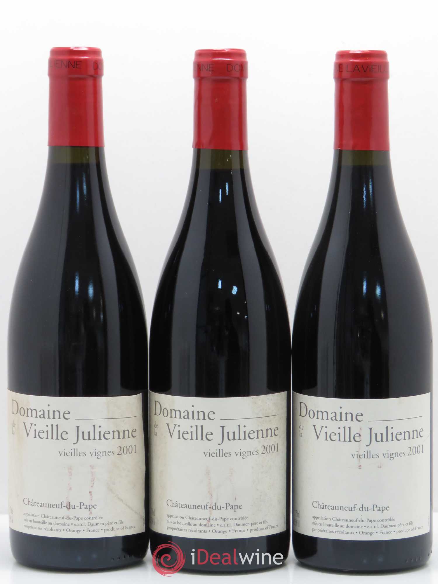 Châteauneuf-du-Pape Vieille Julienne (Domaine de la) Cuvée Vieilles Vignes Jean-Paul Daumen 2001 - Lot de 3 bouteilles - 0