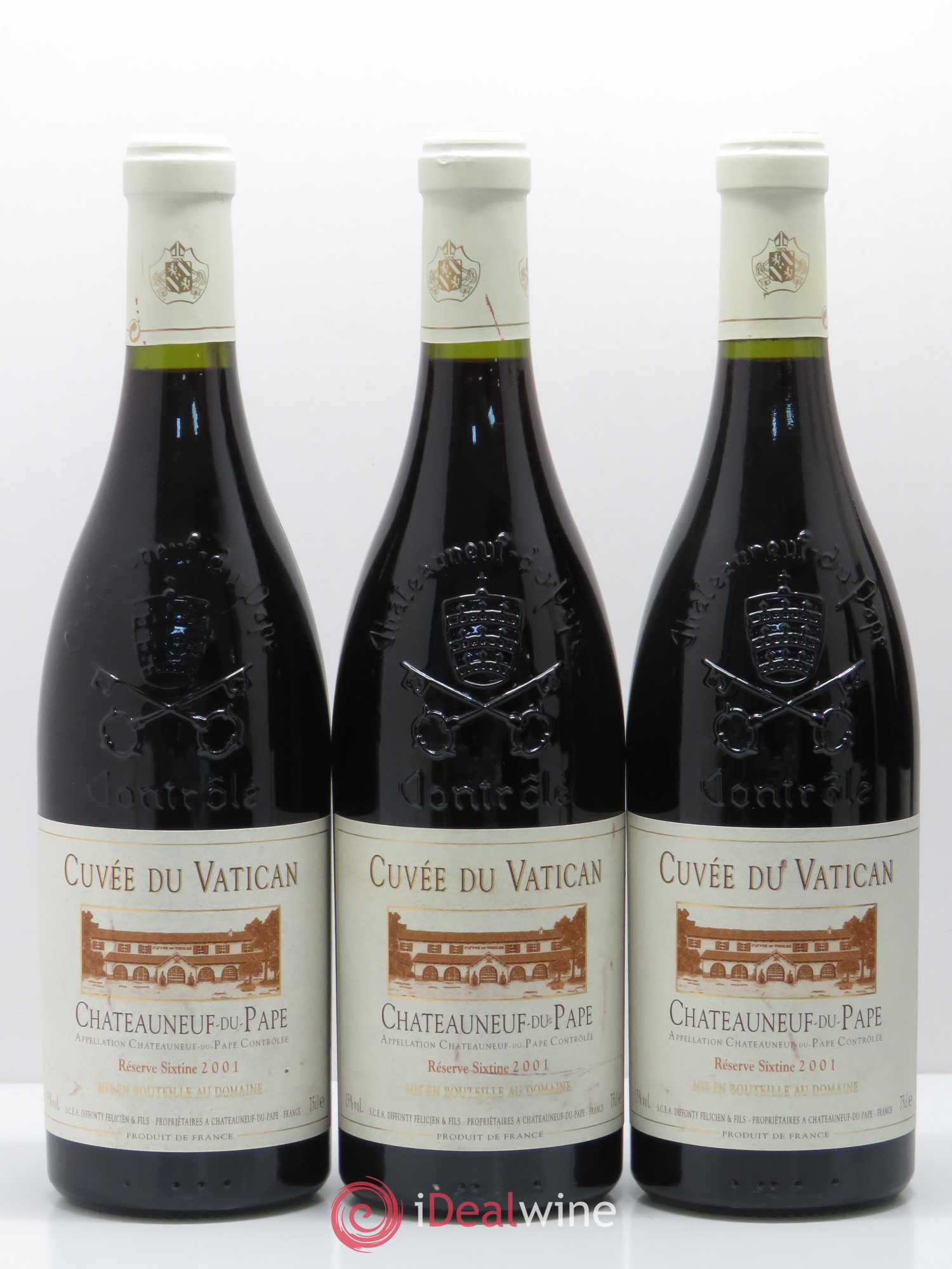 Châteauneuf-du-Pape Cuvée du Vatican Réserve Sixtine Famille Diffonty 2001 - Lot de 6 bouteilles - 1