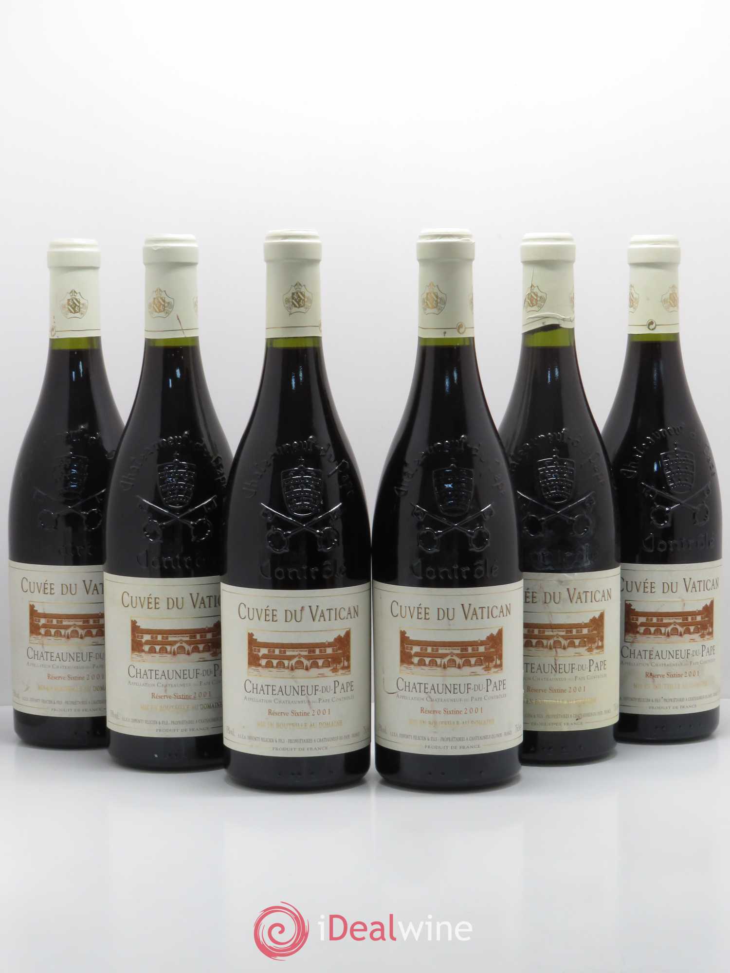 Châteauneuf-du-Pape Cuvée du Vatican Réserve Sixtine Famille Diffonty 2001 - Lot de 6 bouteilles - 0