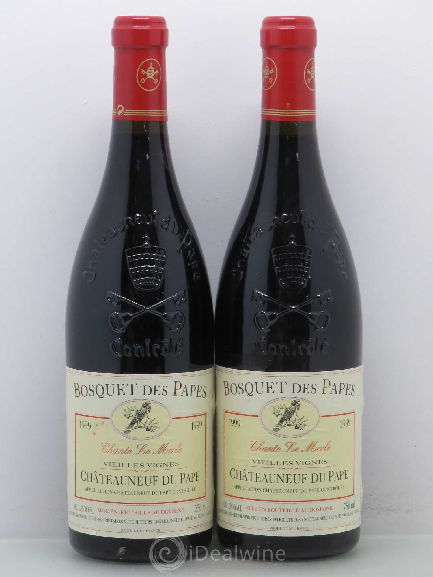 Châteauneuf-du-Pape Bosquet des Papes Chante Le Merle Vieilles Vignes Famille Boiron 1999 - Lot de 2 bouteilles - 0