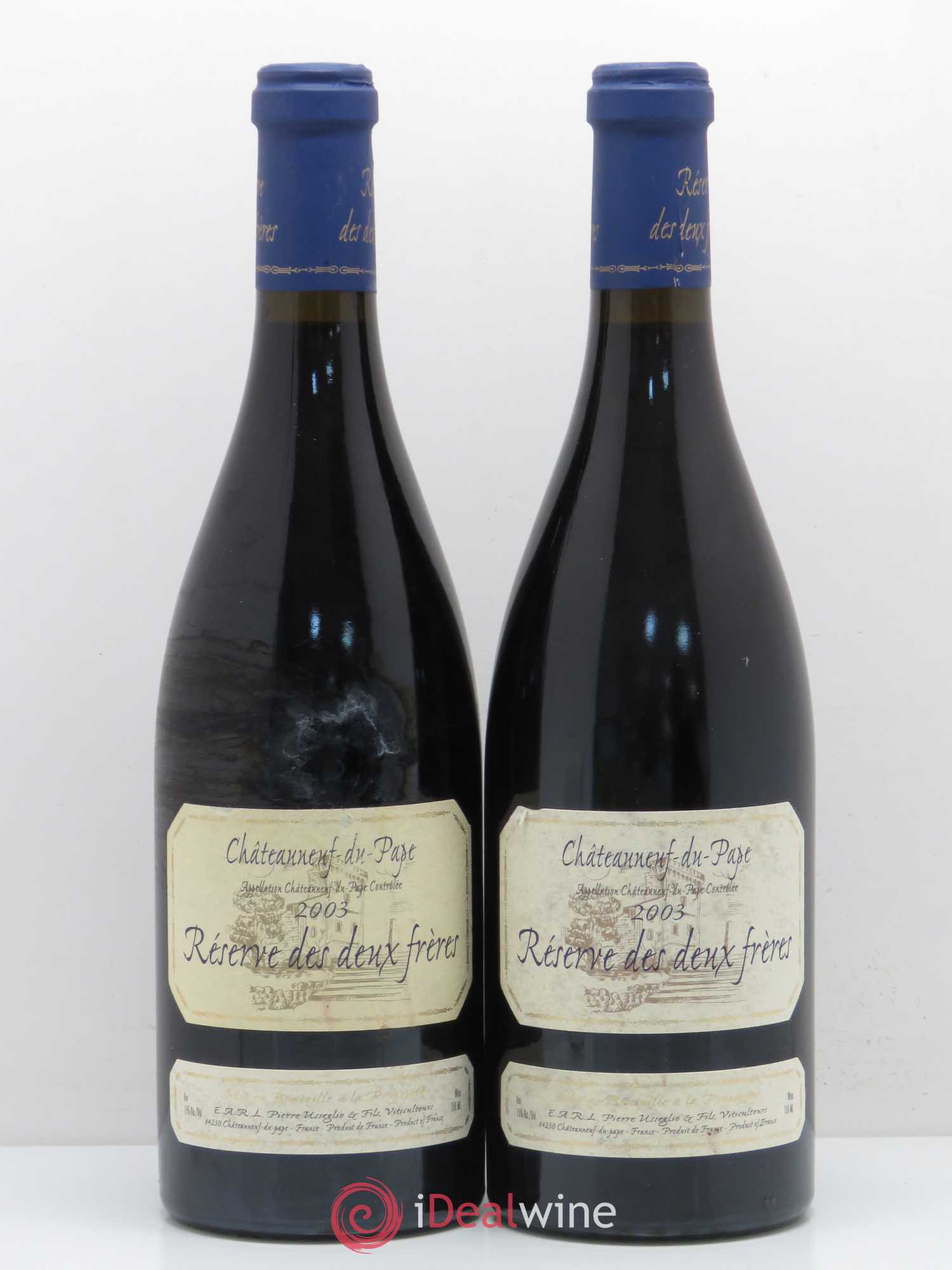 Châteauneuf-du-Pape Réserve des 2 frères Pierre Usseglio & Fils 2003 - Lot de 2 bouteilles - 0