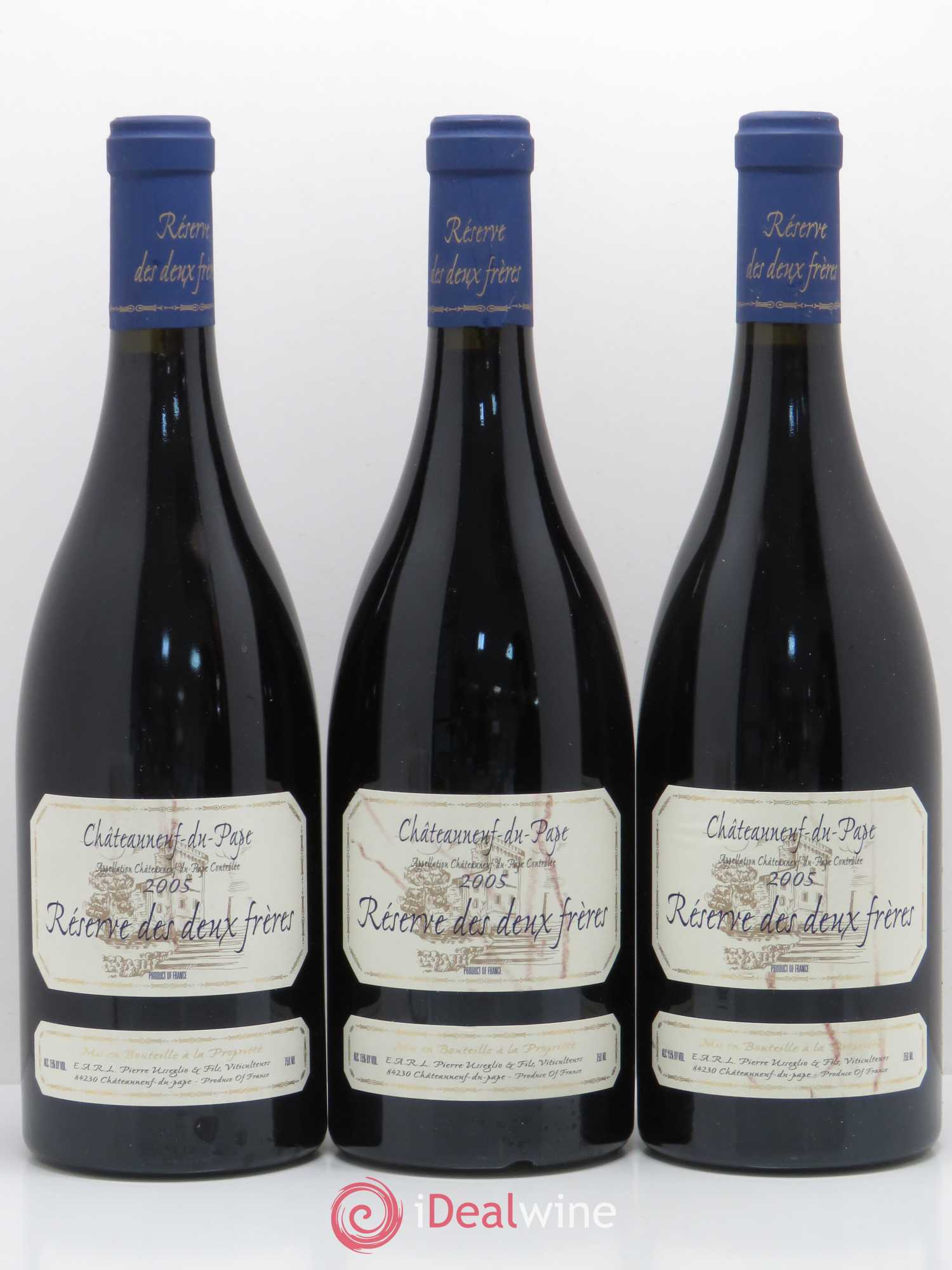 Châteauneuf-du-Pape Réserve des 2 frères Pierre Usseglio & Fils 2005 - Lot de 3 bouteilles - 0
