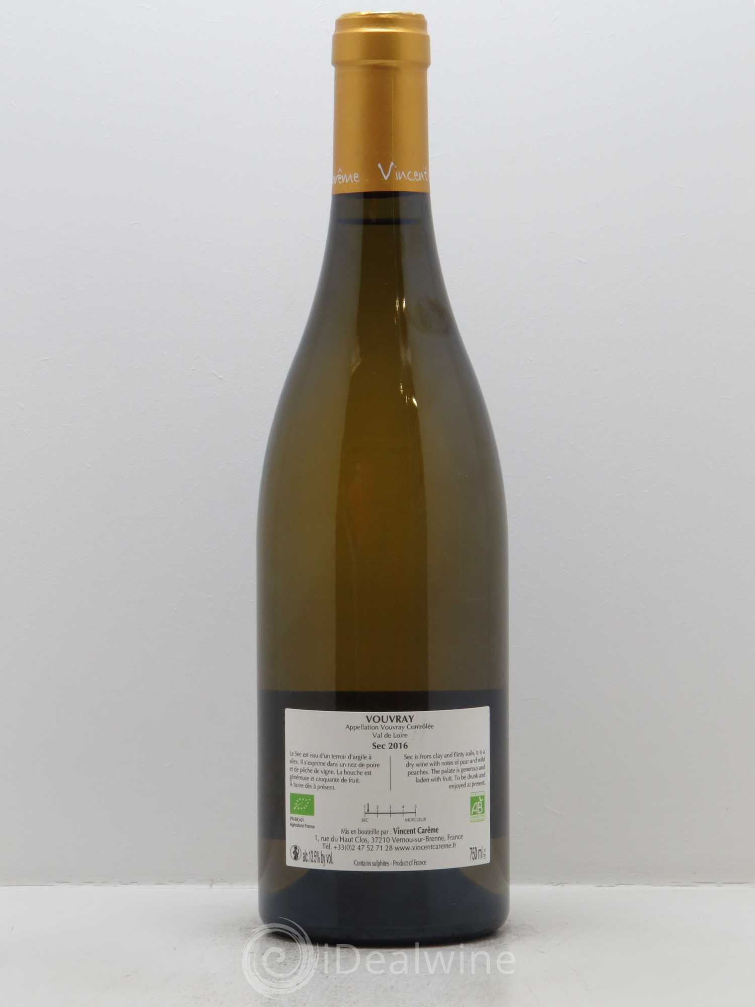 Vouvray Sec Domaine Vincent Carême 2016 - Posten von 1 Flasche - 1