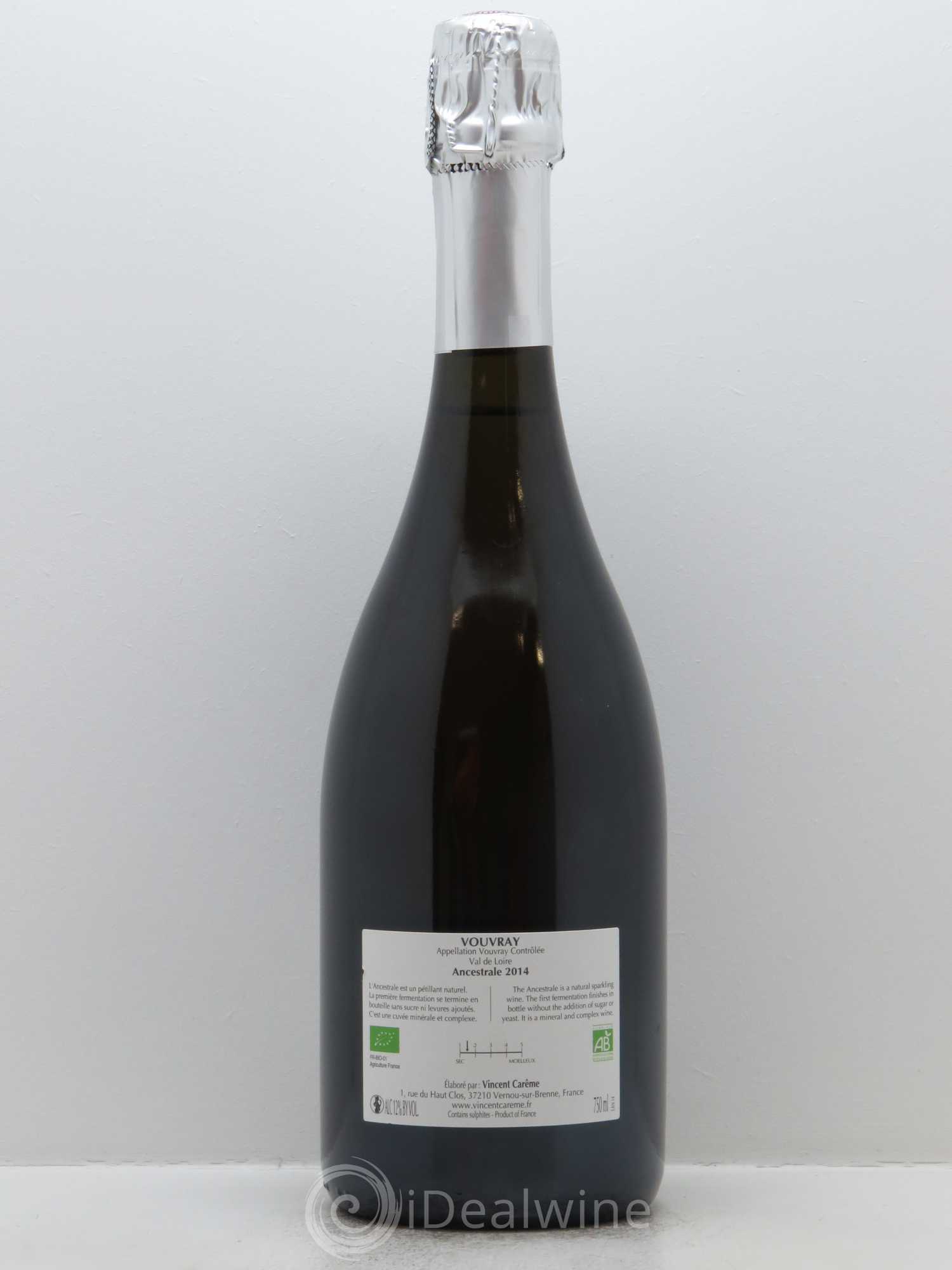 Vouvray Plaisir ancestral Brut Nature Domaine Vincent Carême 2014 - Lot de 1 bouteille - 1