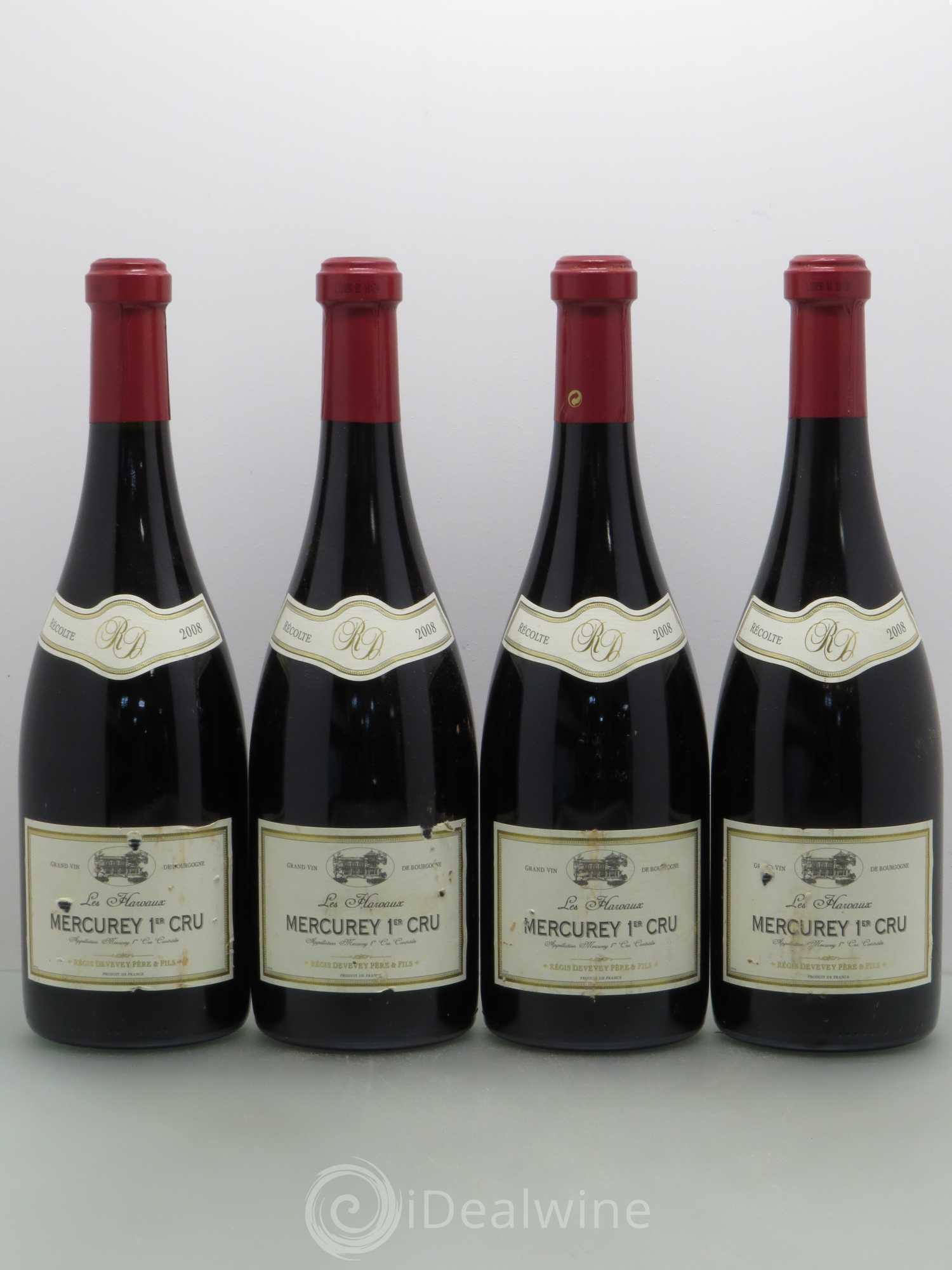 Mercurey 1er Cru Les Harvaux. R.Devevey 2008 - Lot de 4 bouteilles - 0