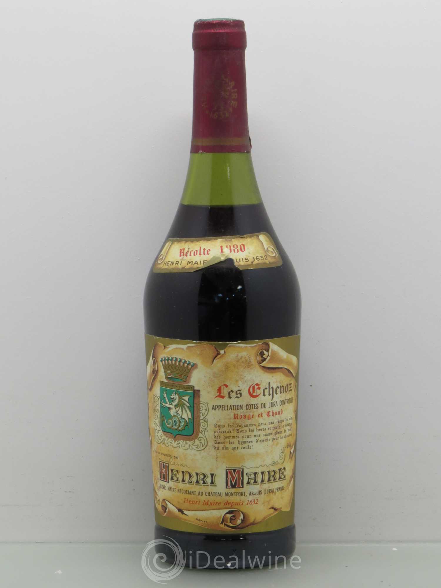Côtes du Jura Les Echenoz Henri Maire 1980 - Lot de 1 bouteille - 0