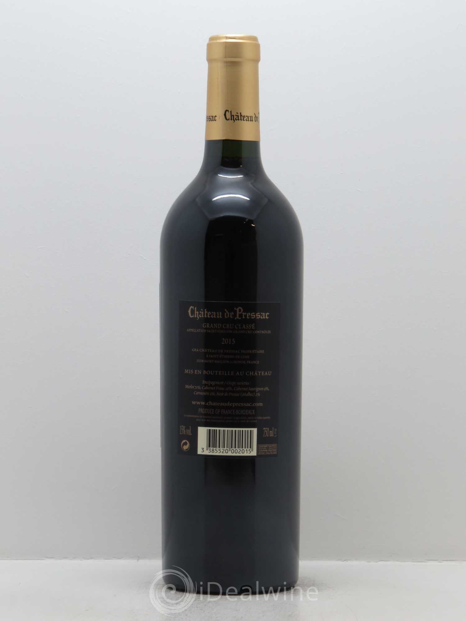 Château de Pressac Grand Cru Classé (CBO-12 bts) 2015 - Lot de 1 bouteille - 1