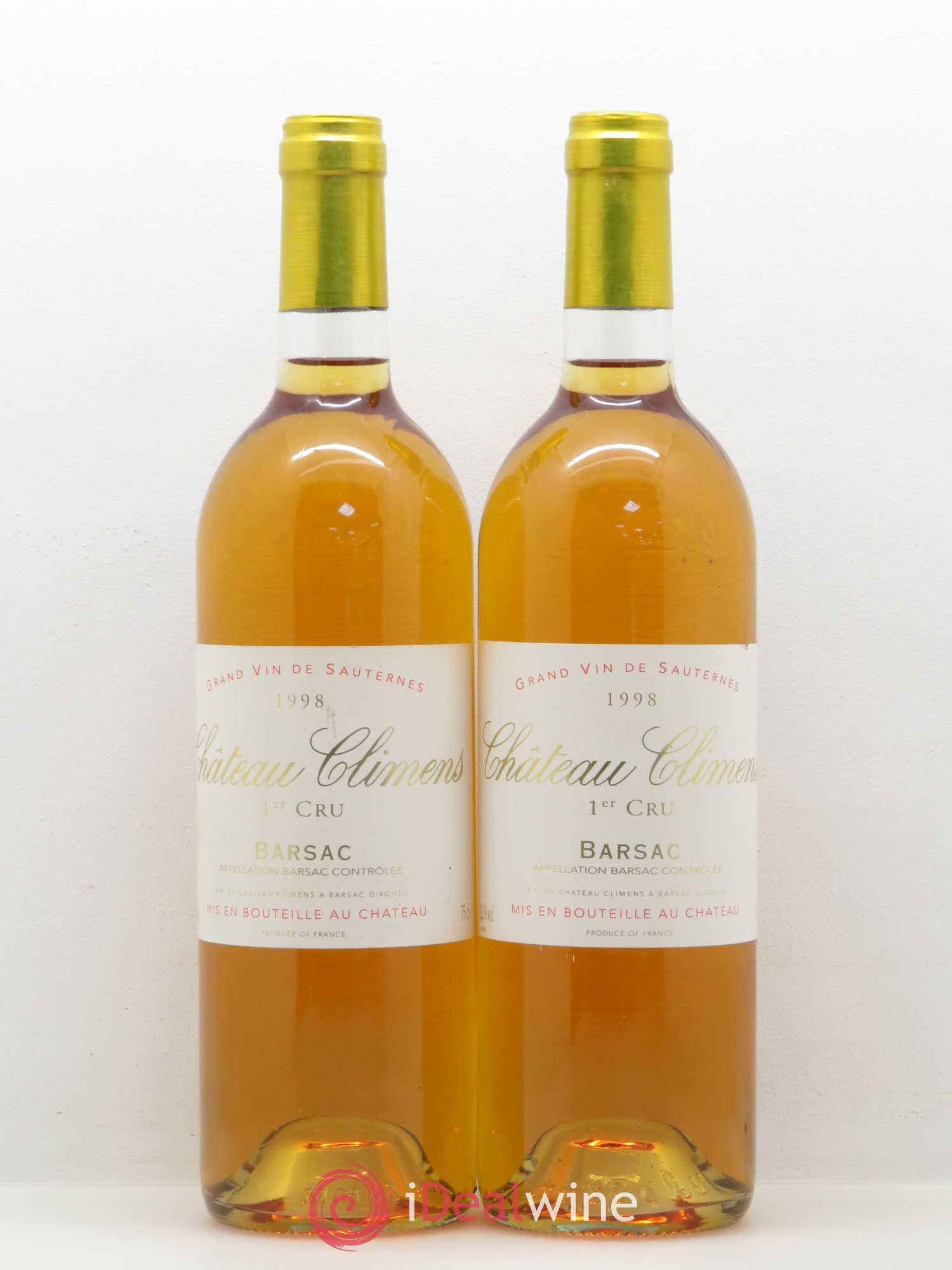 Château Climens 1er Grand Cru Classé 1998 - Lotto di 2 bottiglie - 0