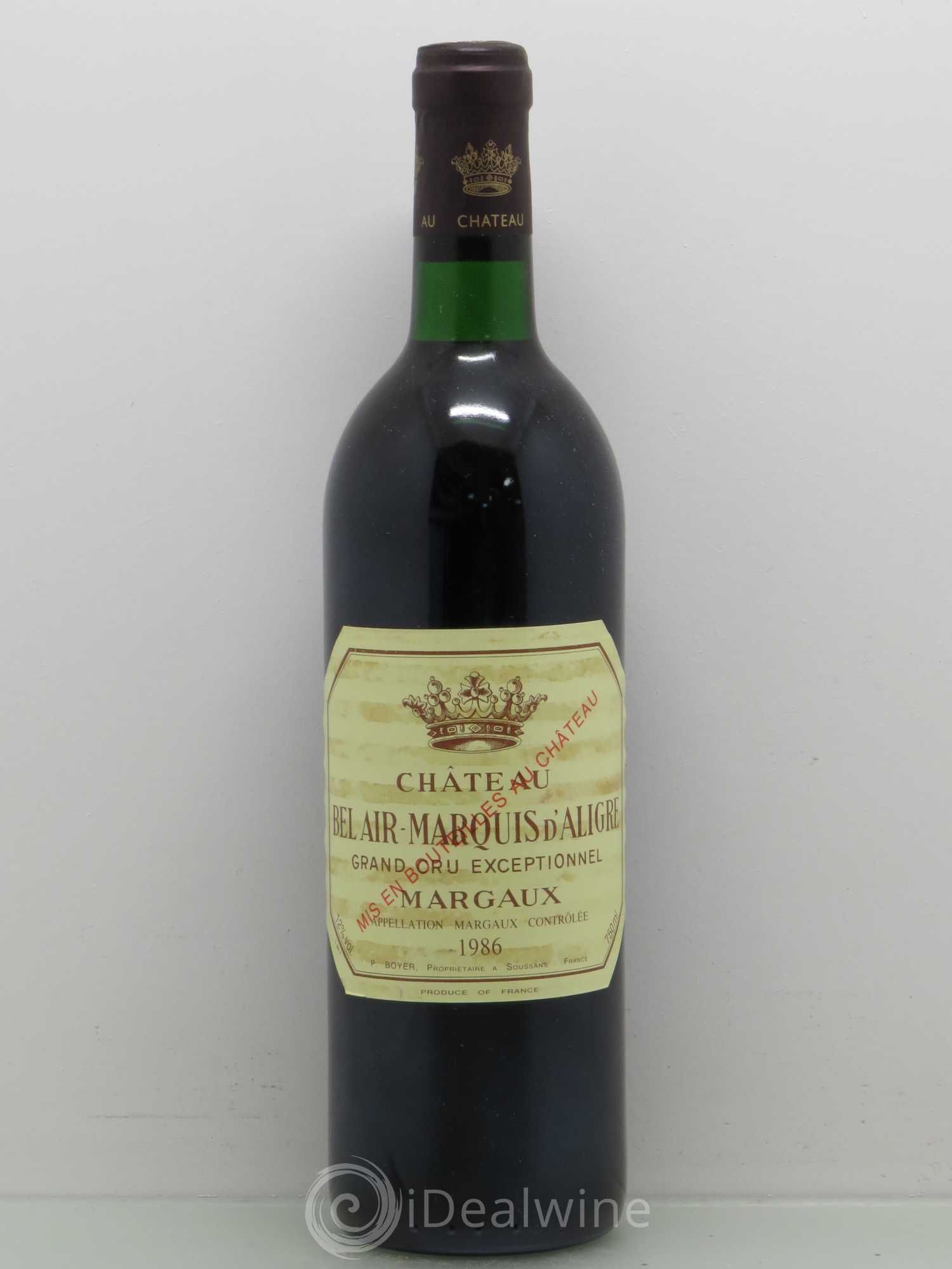 Château Bel Air Marquis d'Aligre 1986 - Lot de 1 bouteille - 0