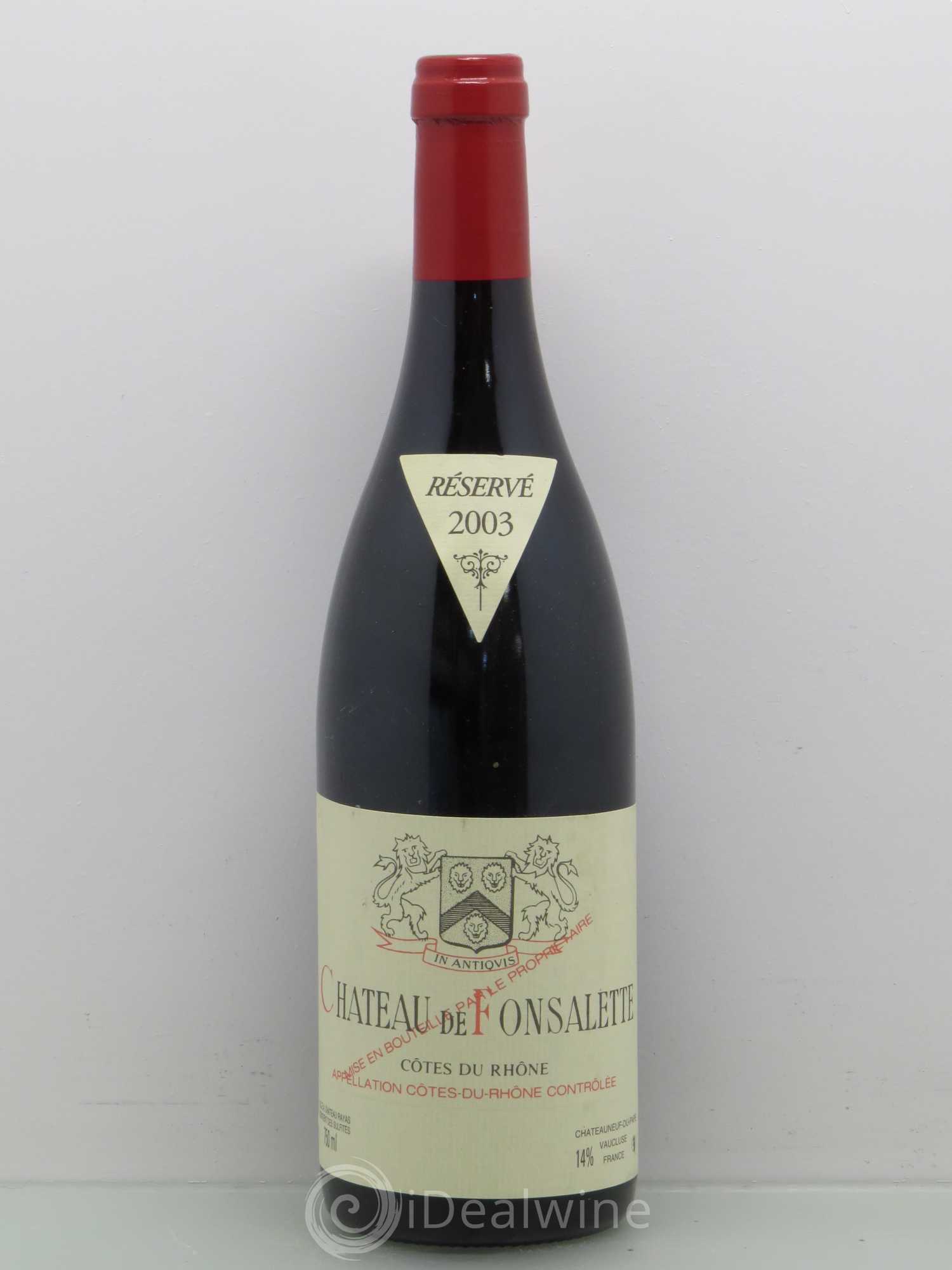 Côtes-du-Rhône Château de Fonsalette Emmanuel Reynaud 2003 - Lot de 1 bouteille - 0