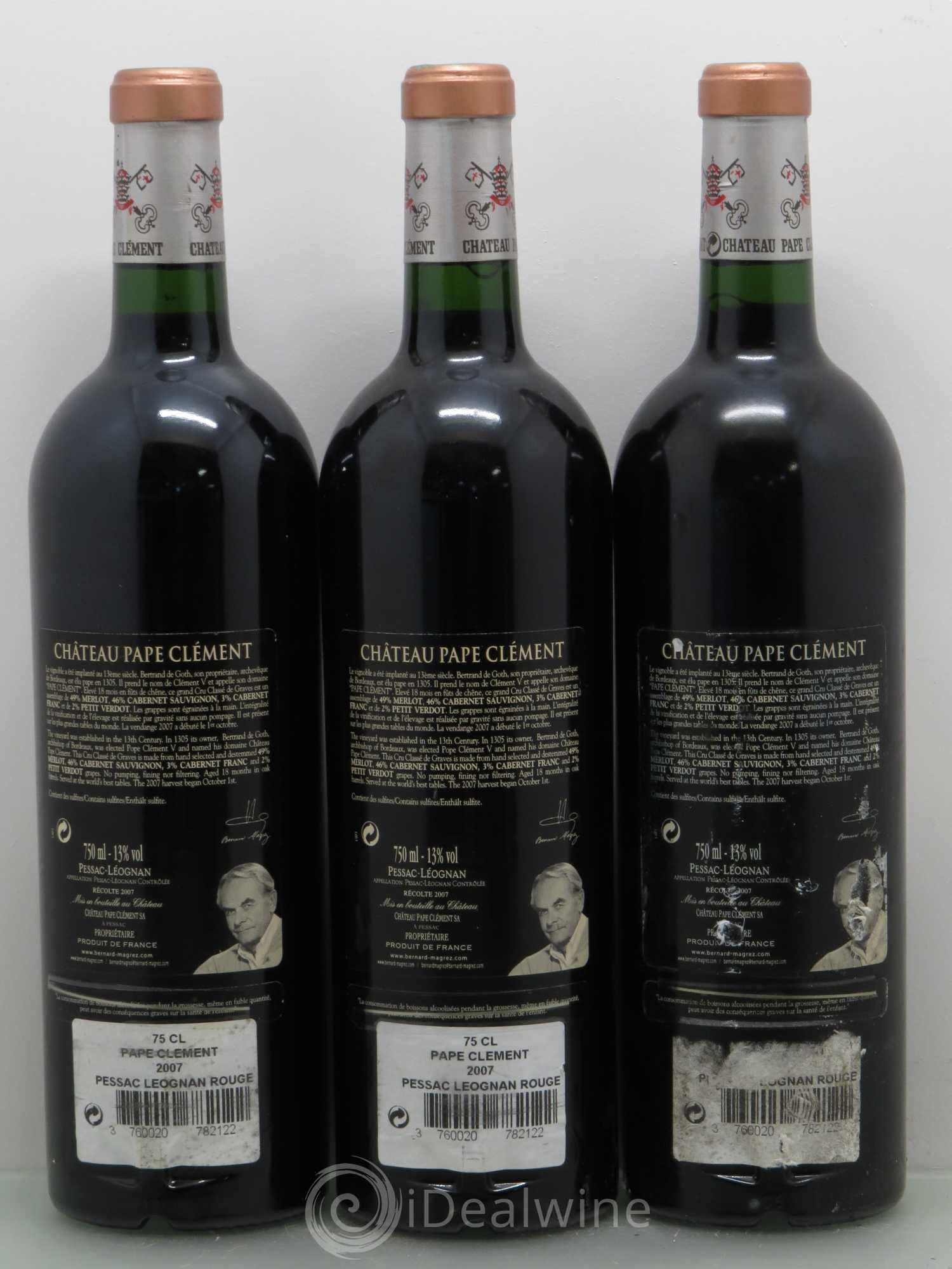 Château Pape Clément Cru Classé de Graves 2007 - Lot de 3 bouteilles - 1