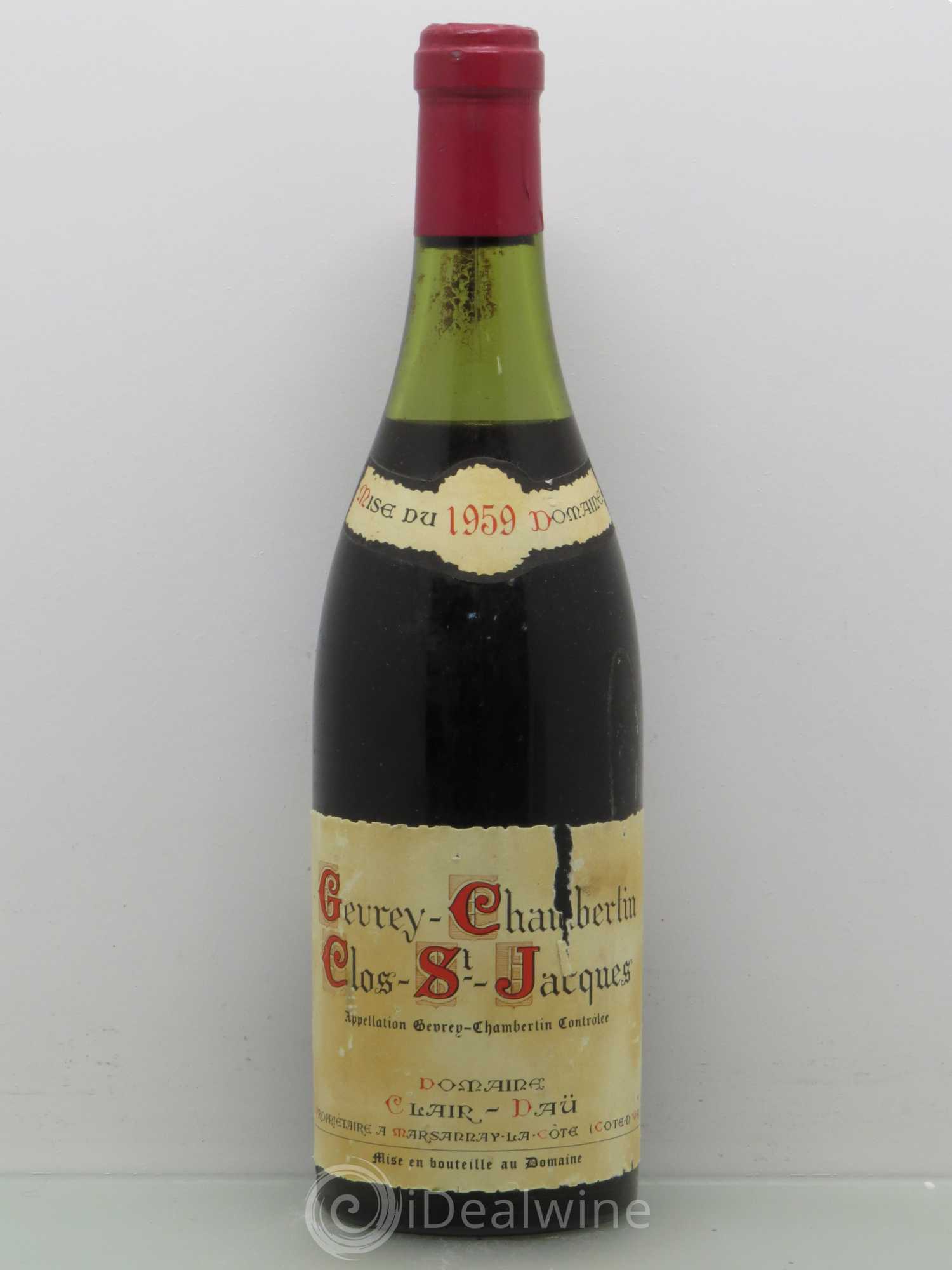 Gevrey-Chambertin 1er Cru Clos Saint Jacques - Clair Dau 1959 - Posten von 1 Flasche - 0