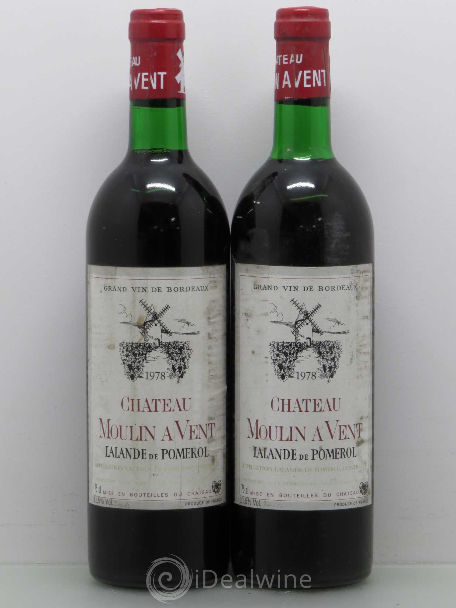Bordeaux Chateau Moulin à Vent - Lalande de Pomerol 1978 - Posten von 2 Flaschen - 0
