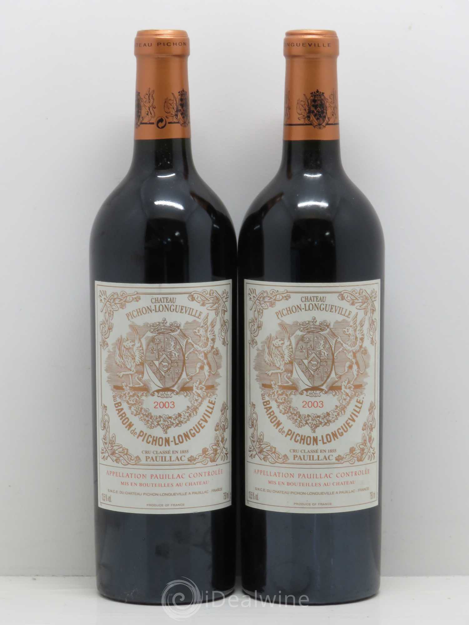 Pichon Longueville Baron 2ème Grand Cru Classé 2003 - Lot de 2 bouteilles - 0