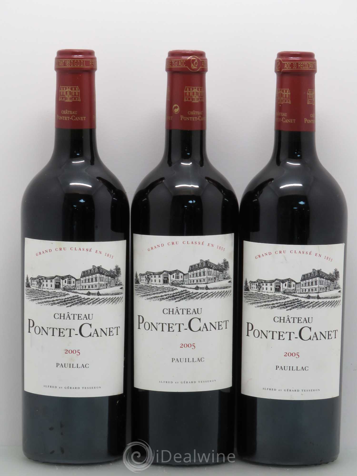Château Pontet Canet 5ème Grand Cru Classé 2005 - Lot de 3 bouteilles - 0
