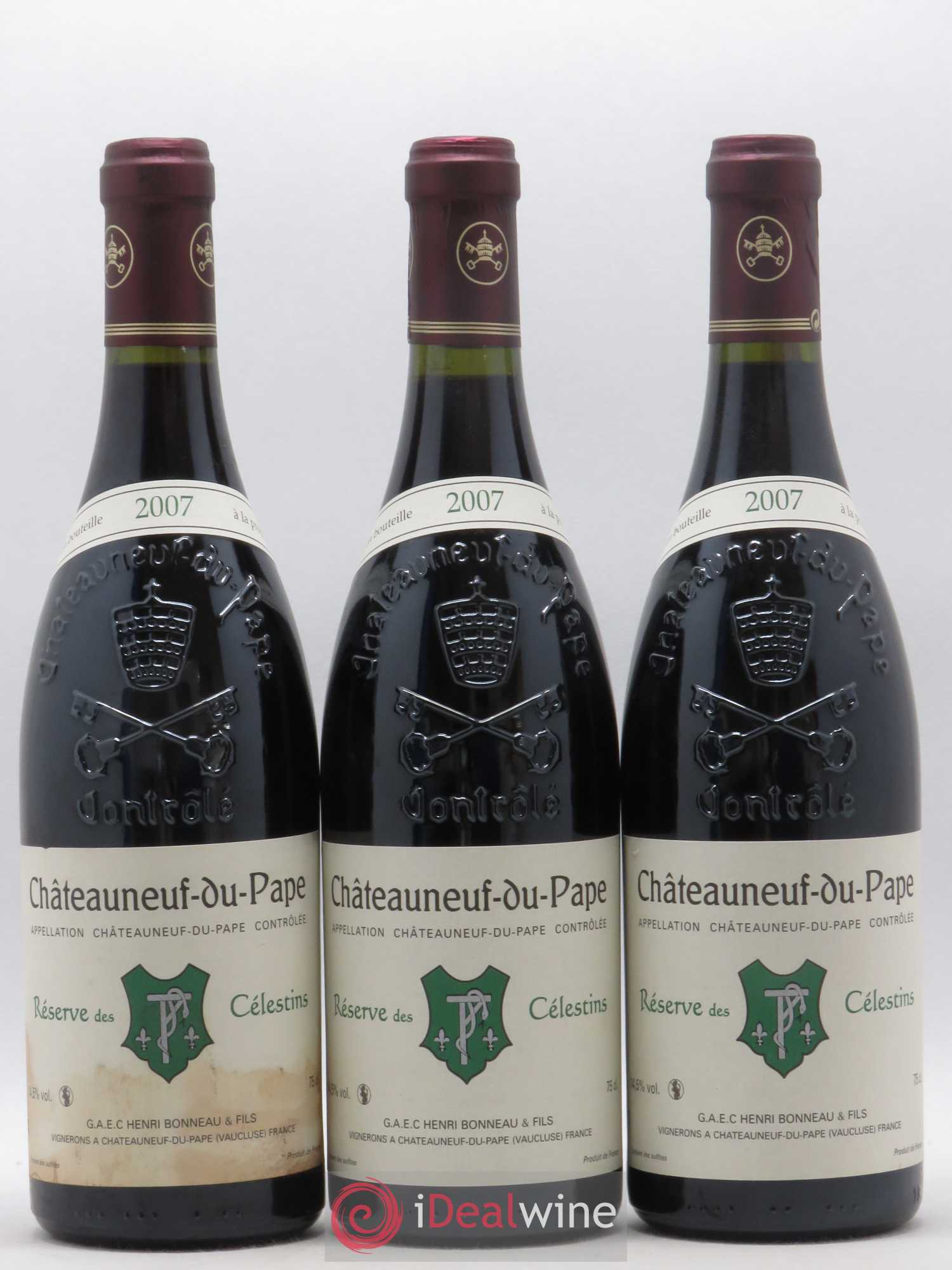 Châteauneuf-du-Pape Réserve des Célestins Henri Bonneau & Fils 2007 - Lot de 3 bouteilles - 0