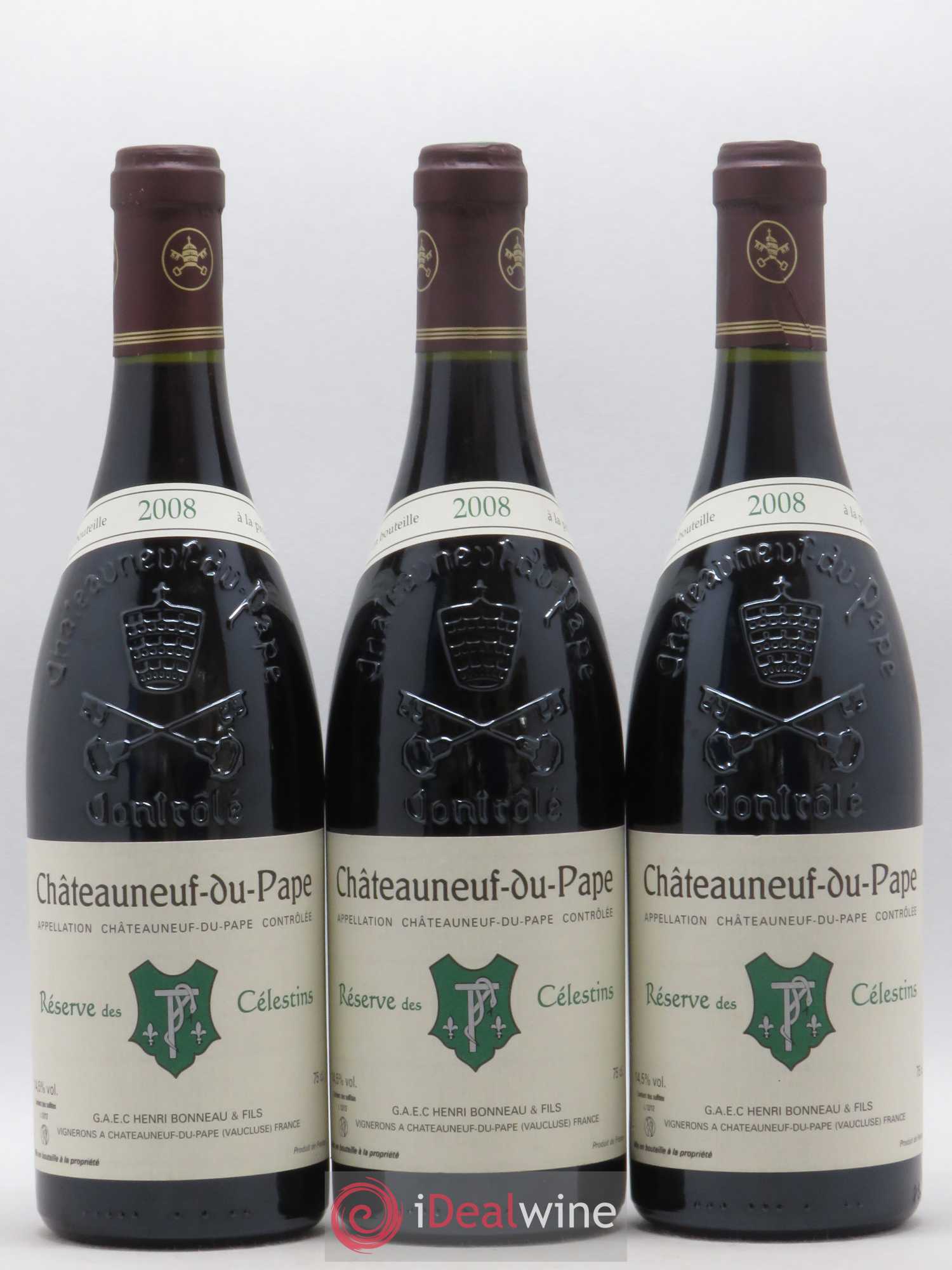 Châteauneuf-du-Pape Réserve des Célestins Henri Bonneau & Fils 2008 - Lot de 3 bouteilles - 0