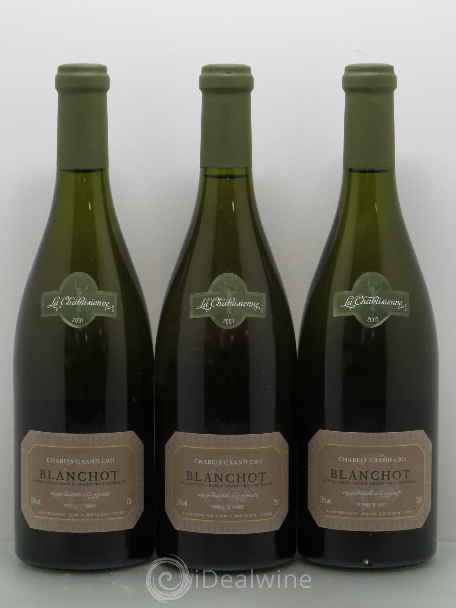 Chablis Grand Cru Blanchot La Chablisienne 2007 - Lot de 3 bouteilles - 0