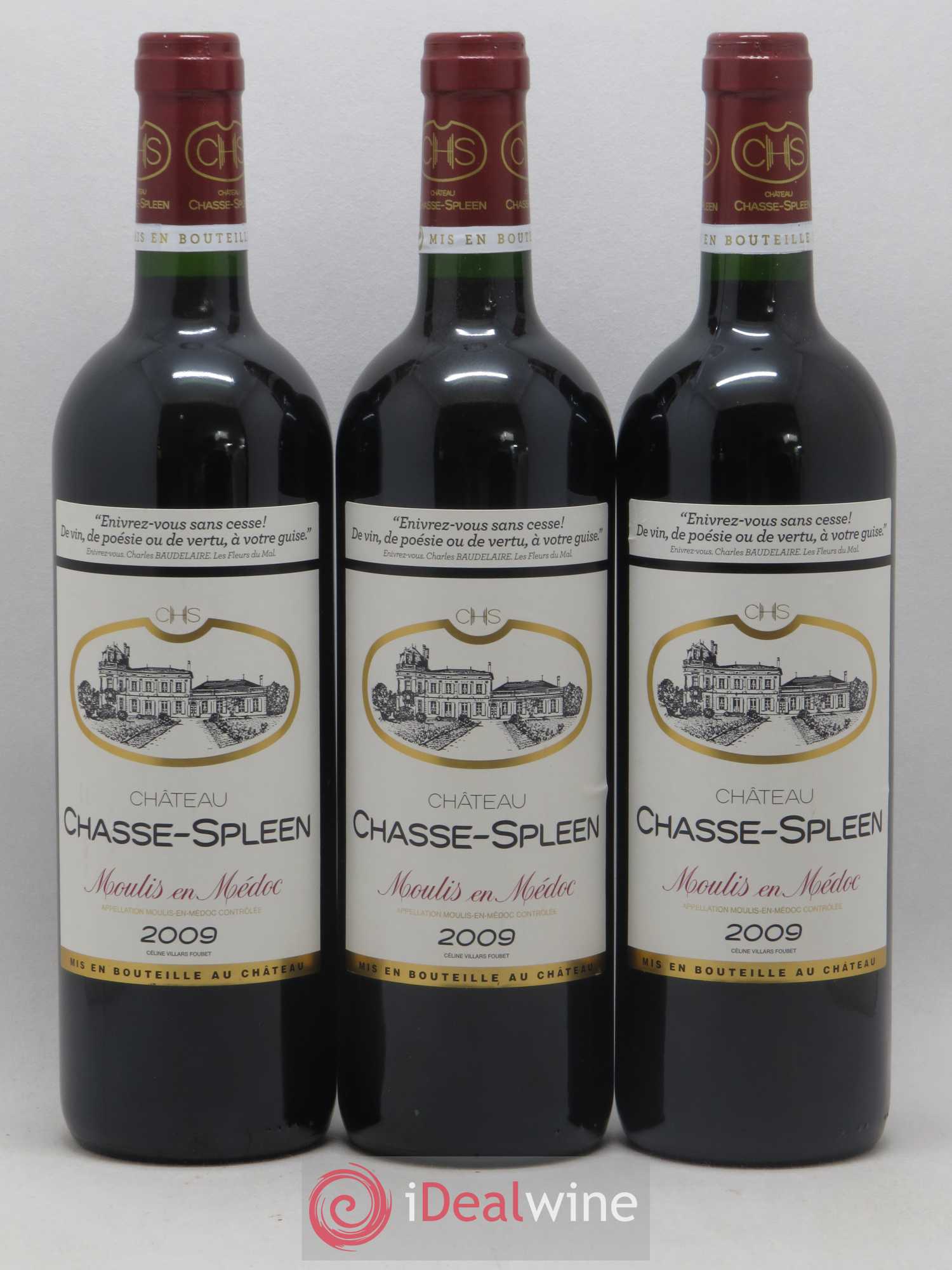 Château Chasse Spleen 2009 - Lot de 3 bouteilles - 0