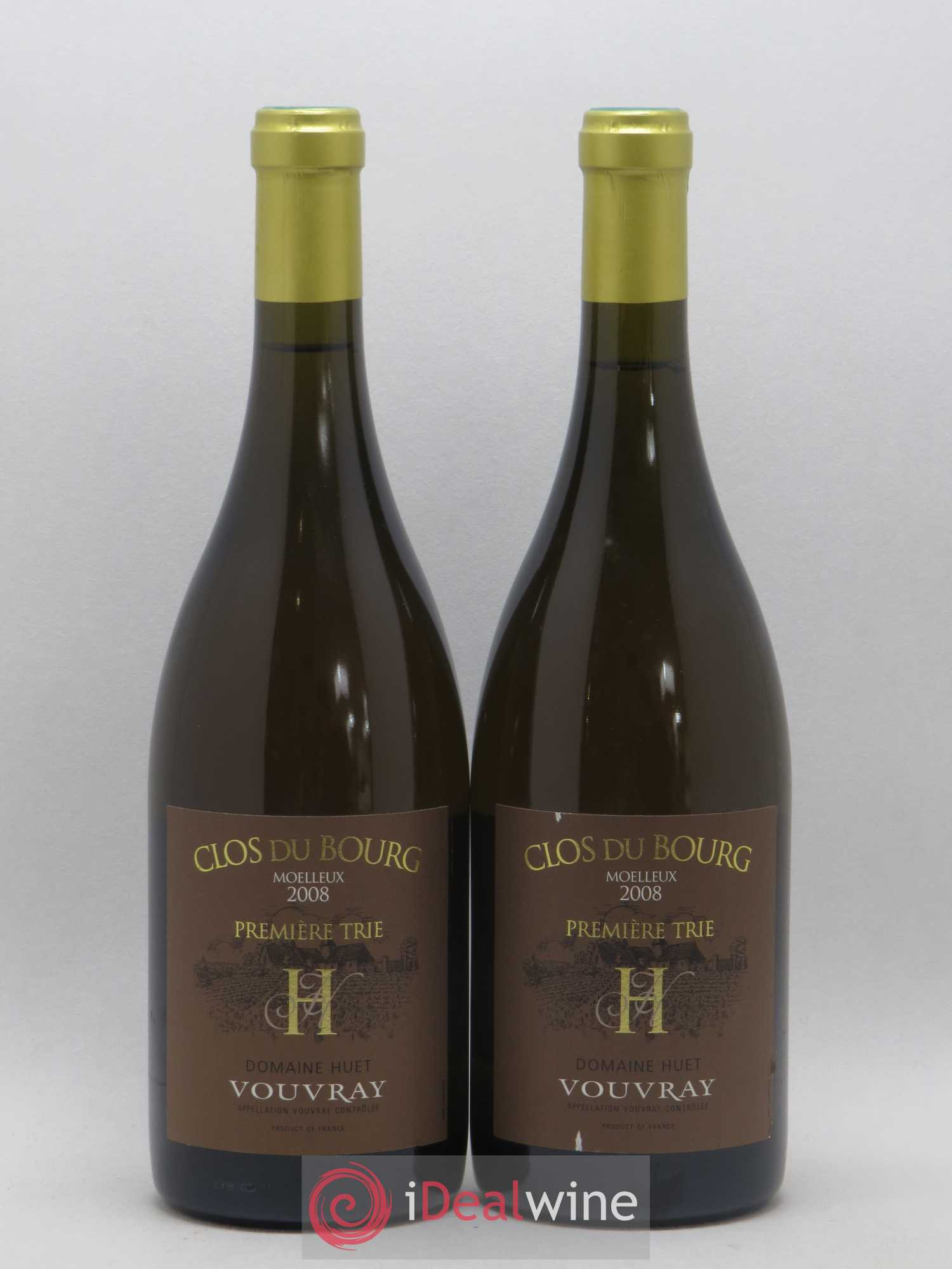 Vouvray Clos du Bourg Moelleux 1ère trie Domaine Huet 2008 - Lotto di 2 bottiglie - 0