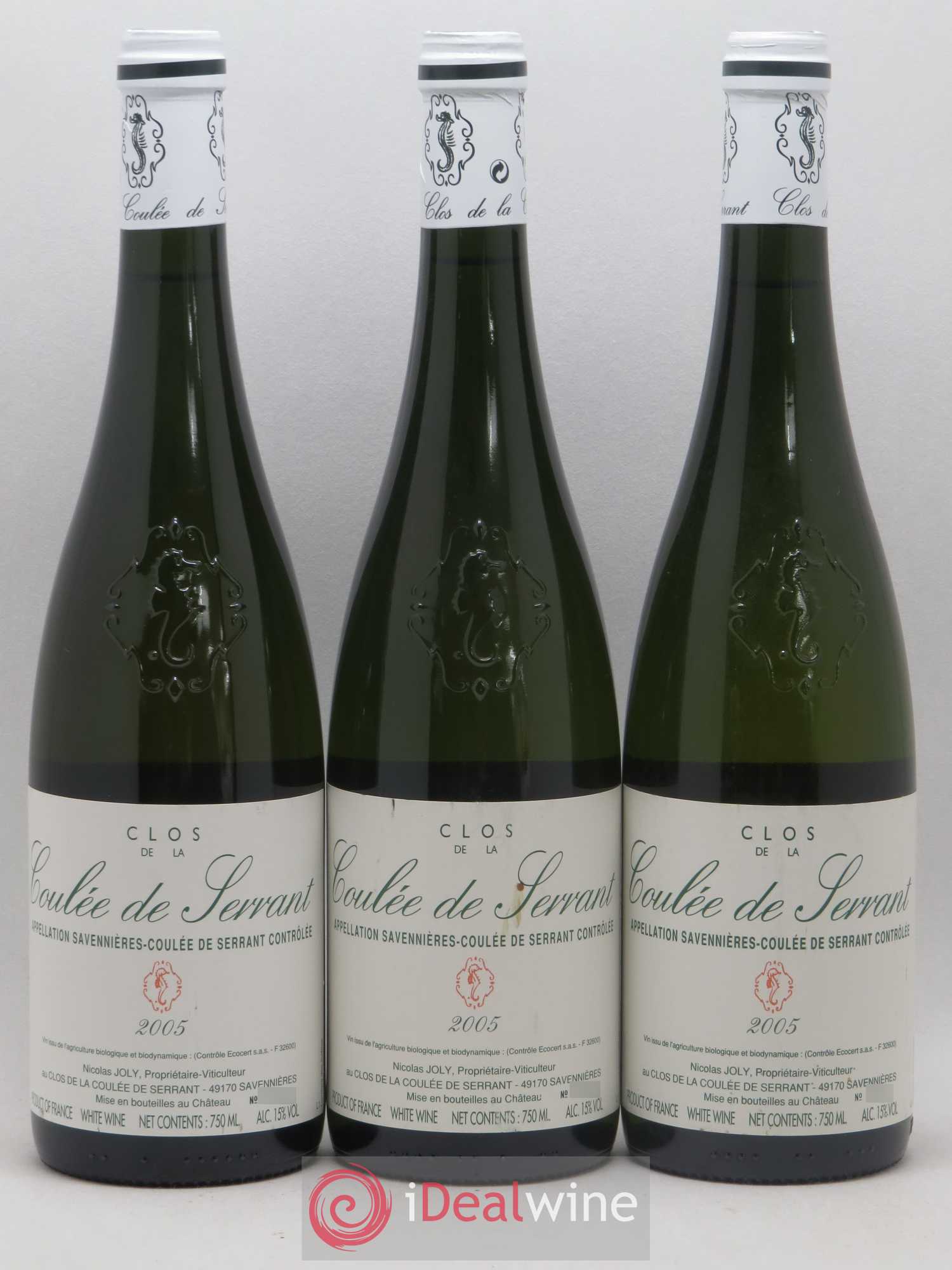 Savennières Clos de la Coulée de Serrant Vignobles de la Coulée de Serrant - Nicolas Joly 2005 - Lot de 3 bouteilles - 0