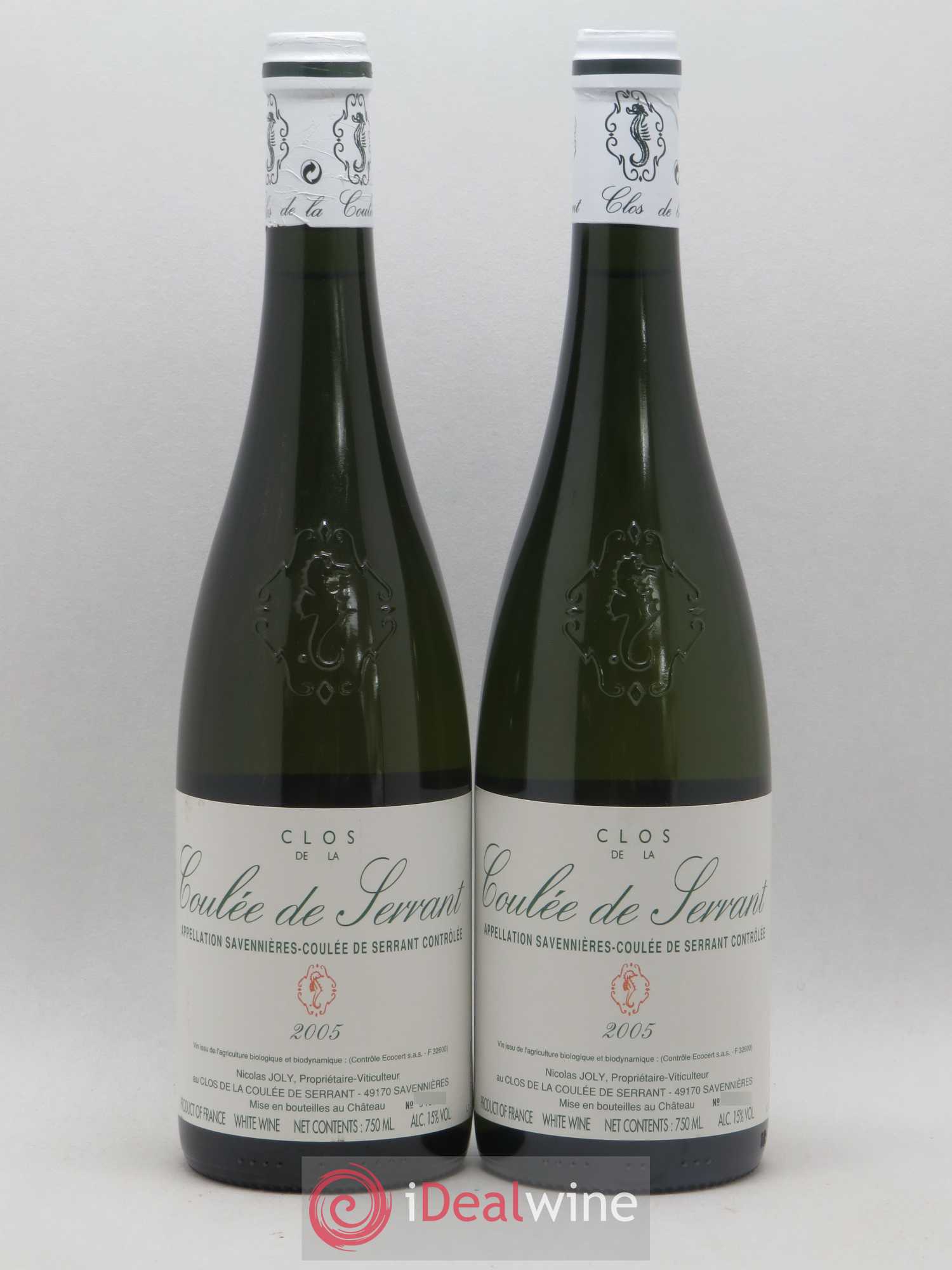 Savennières Clos de la Coulée de Serrant Vignobles de la Coulée de Serrant - Nicolas Joly 2005 - Lot de 2 bouteilles - 0