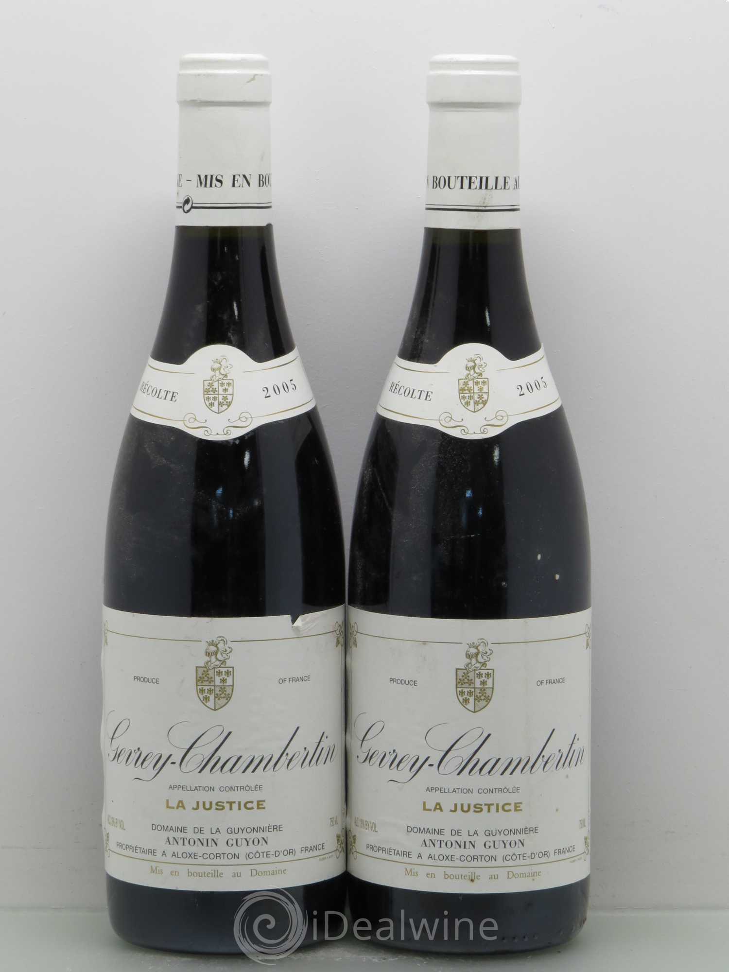 Gevrey-Chambertin La Justice Domaine Antonin Guyon 2005 - Lot de 2 bouteilles - 0