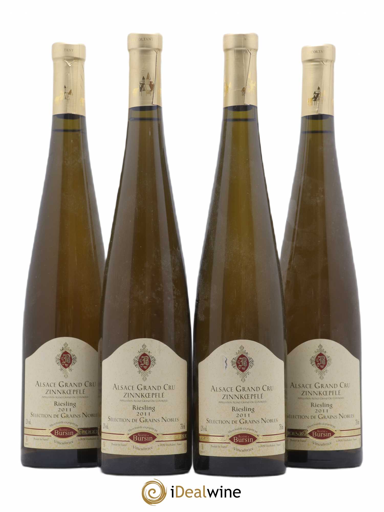 Alsace Riesling Grand Cru Zinnkoepflé Agathe Bursin Selection de grains nobles 2011 - Posten von 4 Flaschen - 0