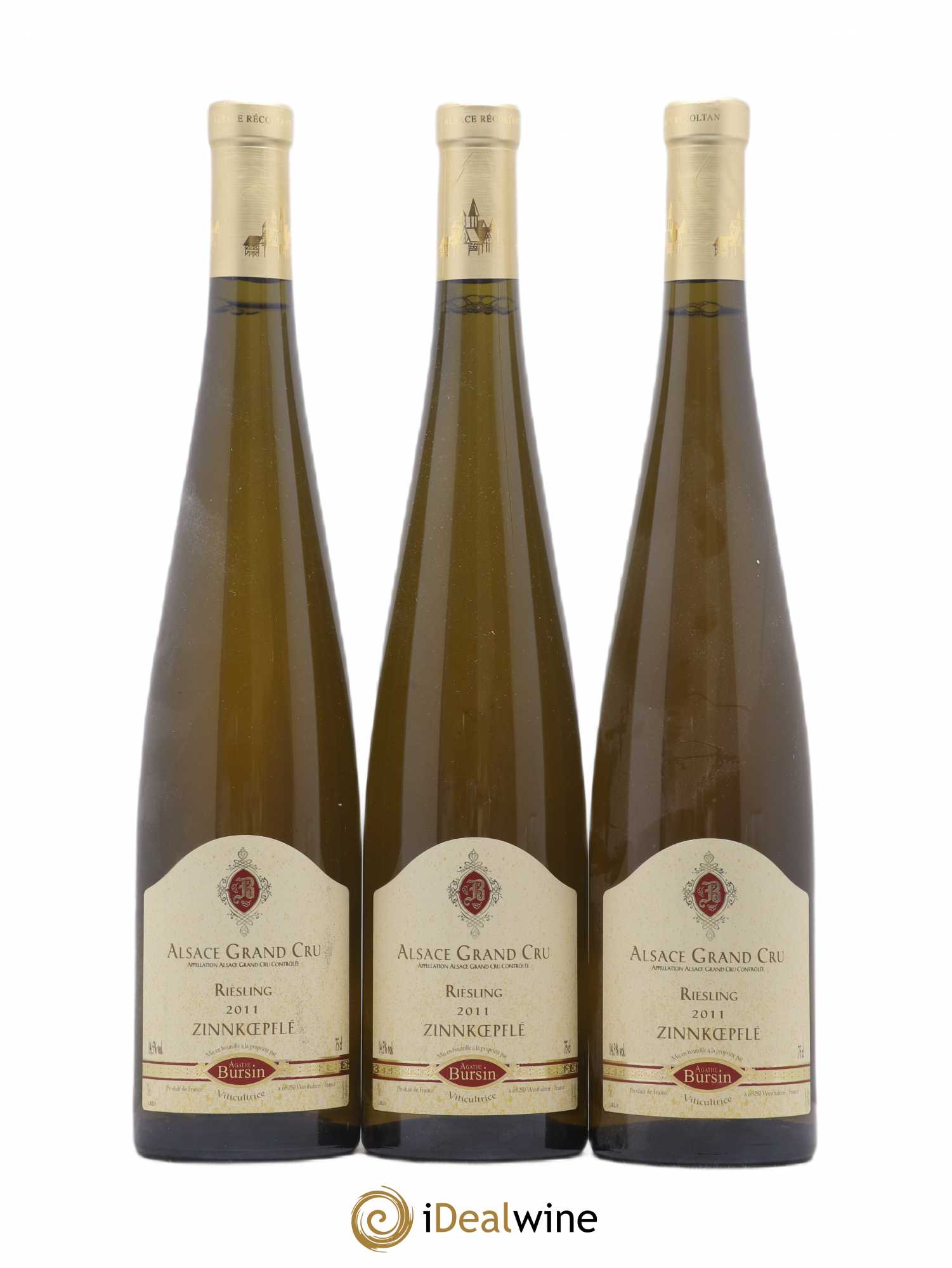 Alsace Riesling Grand Cru Zinnkoepflé Agathe Bursin 2011 - Lot de 3 bouteilles - 0