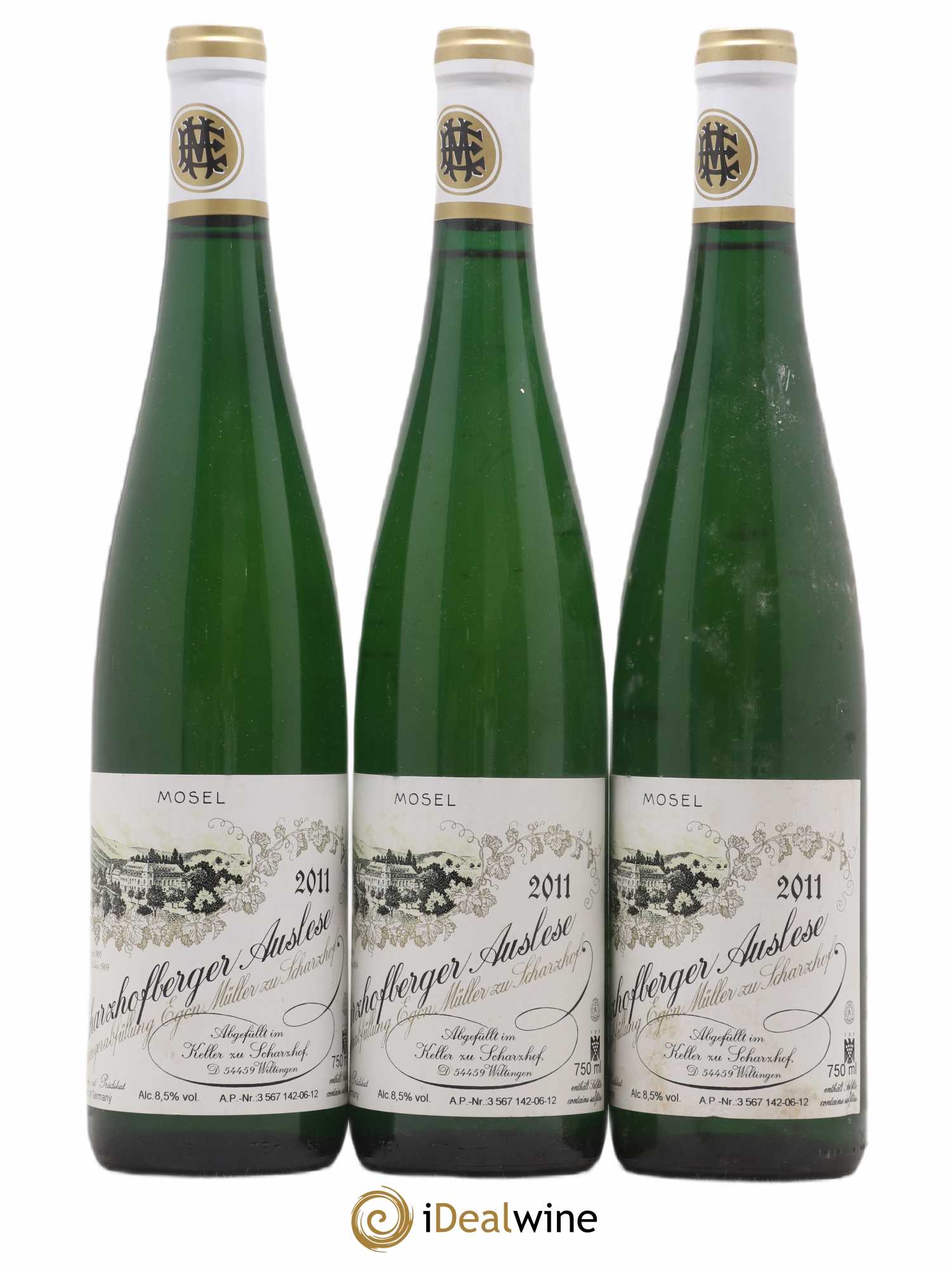 Riesling Scharzhofberger Auslese Egon Muller AP 0612 2011 - Lotto di 3 bottiglie - 0