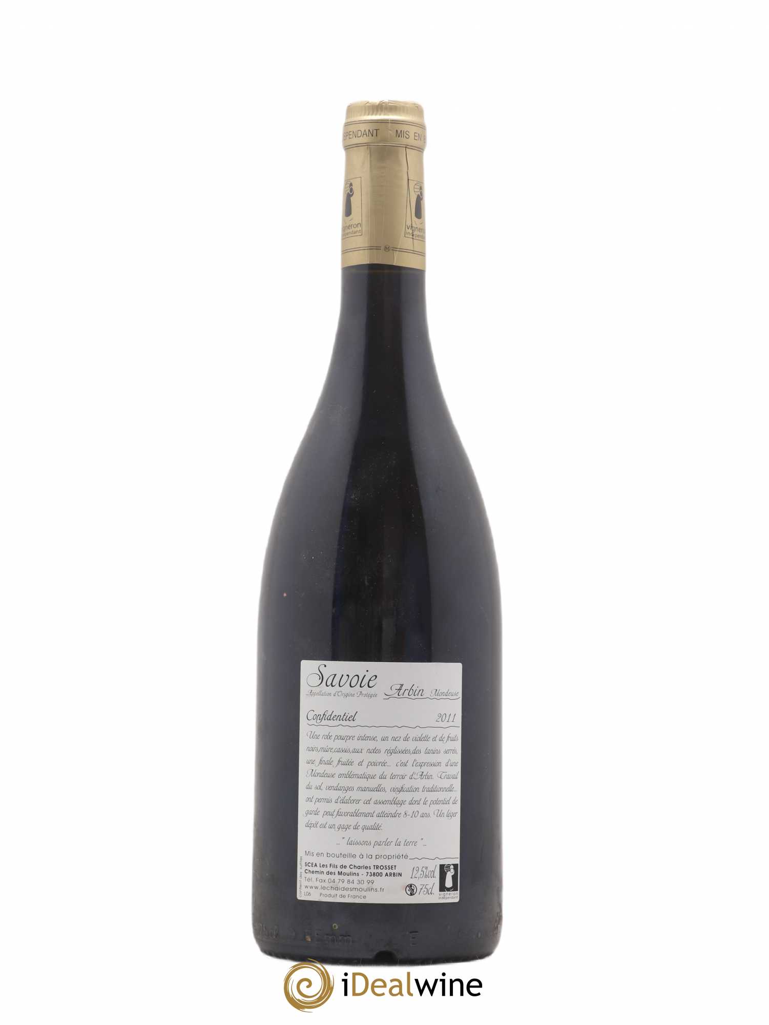 Vin de Savoie Arbin Mondeuse Confidentiel Trosset 2011 - Lot de 1 bouteille - 1