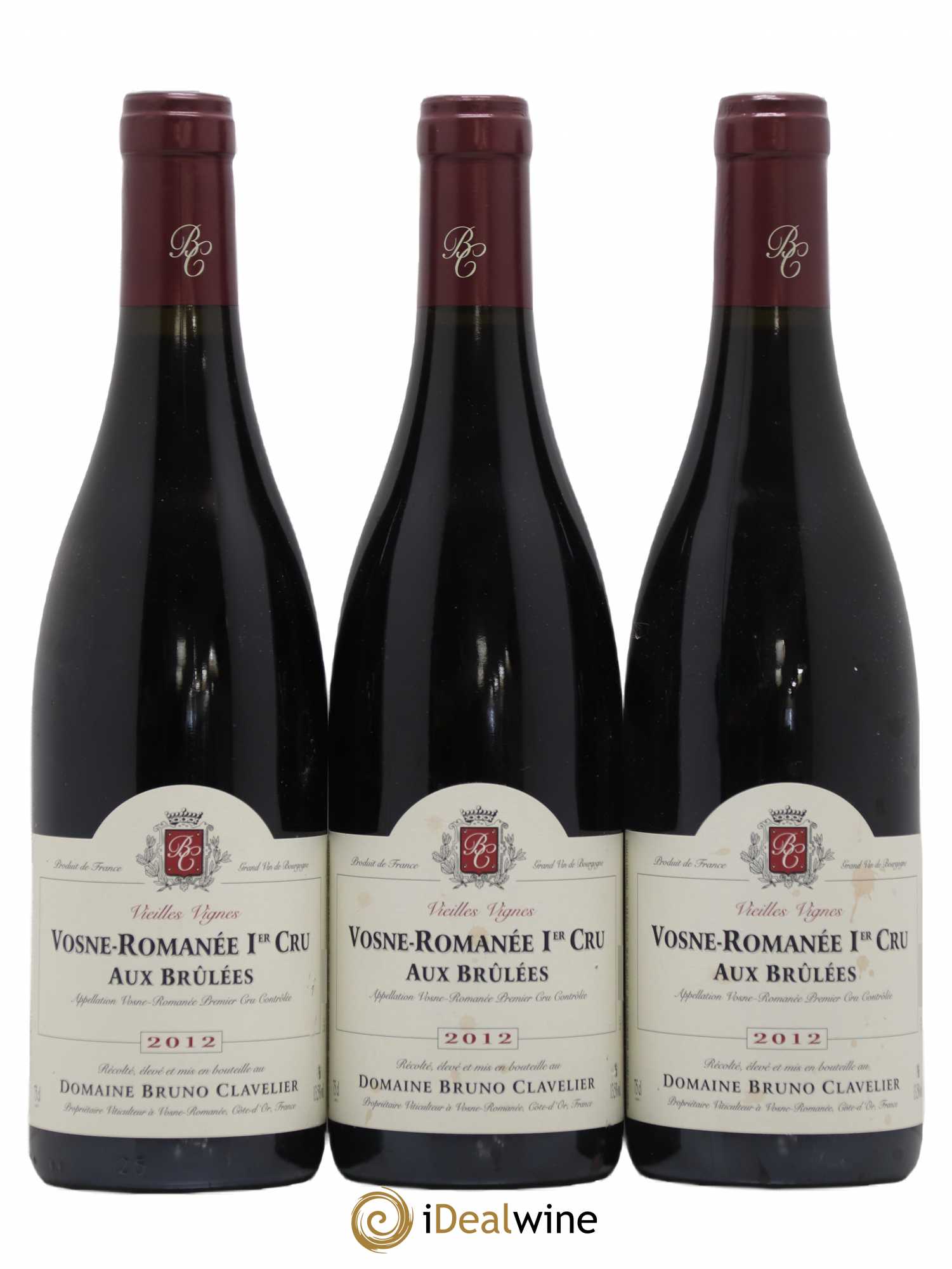 Vosne-Romanée 1er Cru Aux Brulées Vieilles Vignes Bruno Clavelier 2012 - Lot de 3 bouteilles - 0