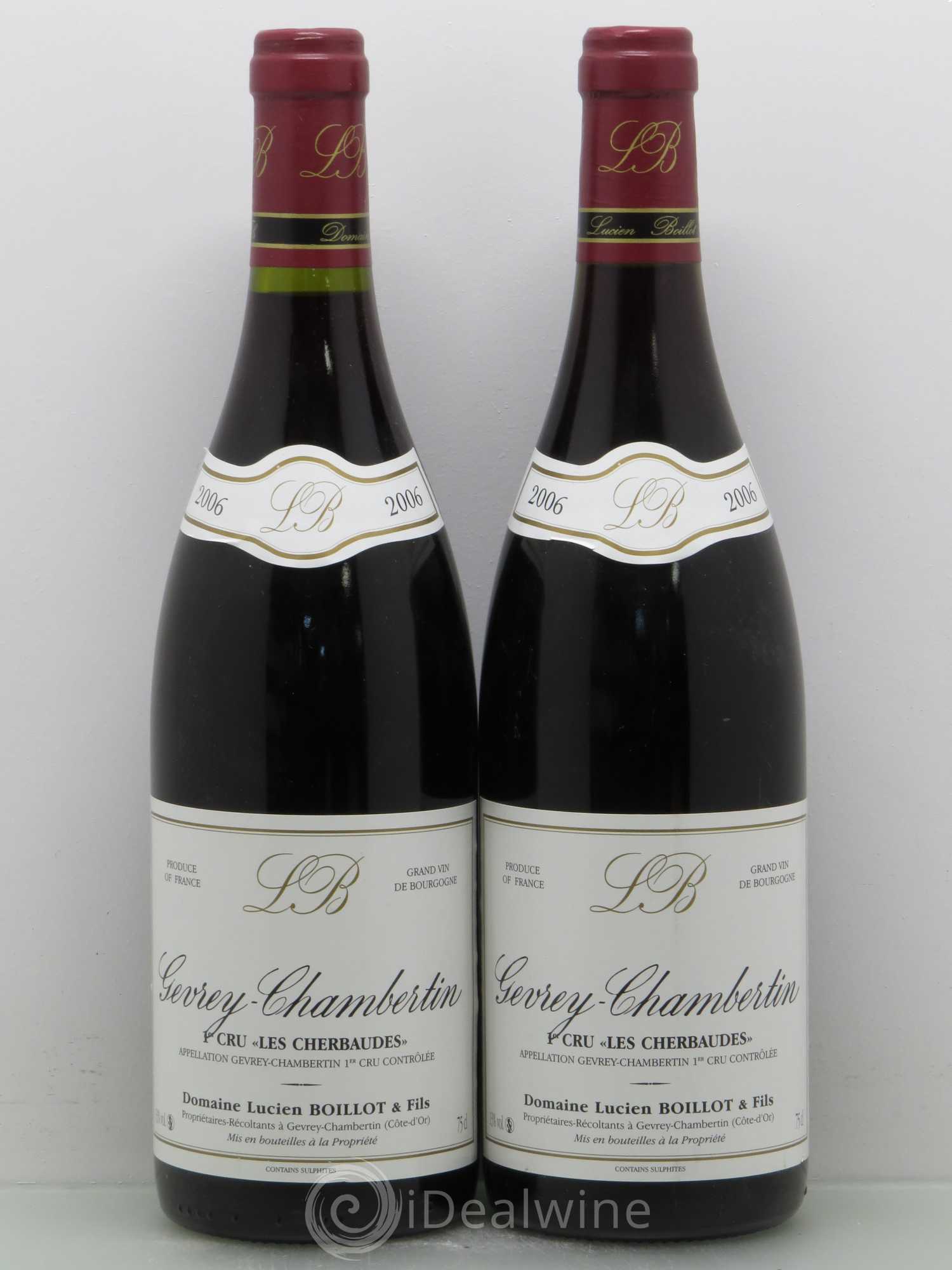 Gevrey-Chambertin 1er Cru Les Cherbaudes Lucien Boillot & Fils (Domaine) 2006 - Lot de 2 bouteilles - 0