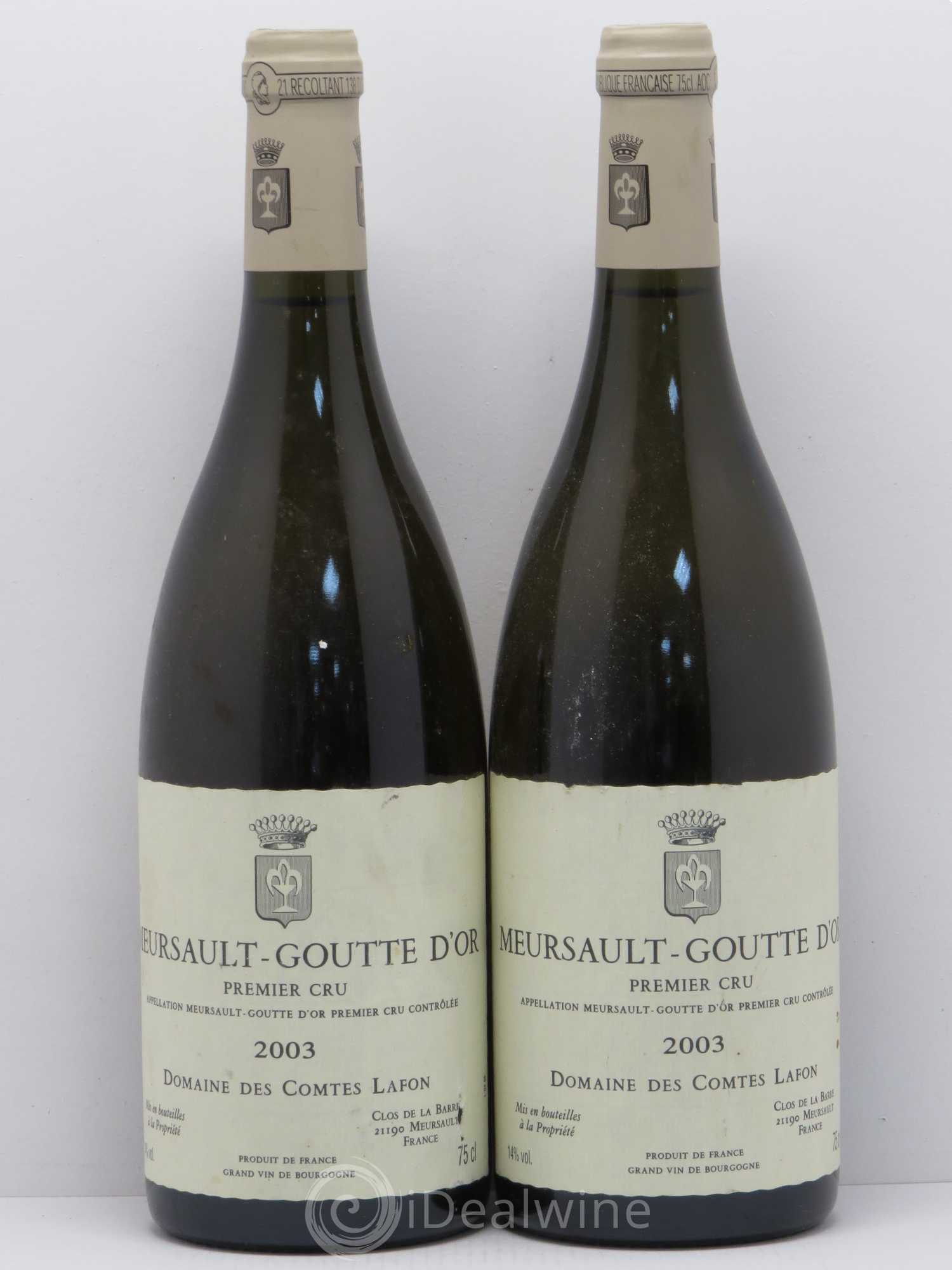 Meursault 1er Cru Goutte d'Or Comtes Lafon (Domaine des) 2003 - Lot de 2 bouteilles - 0