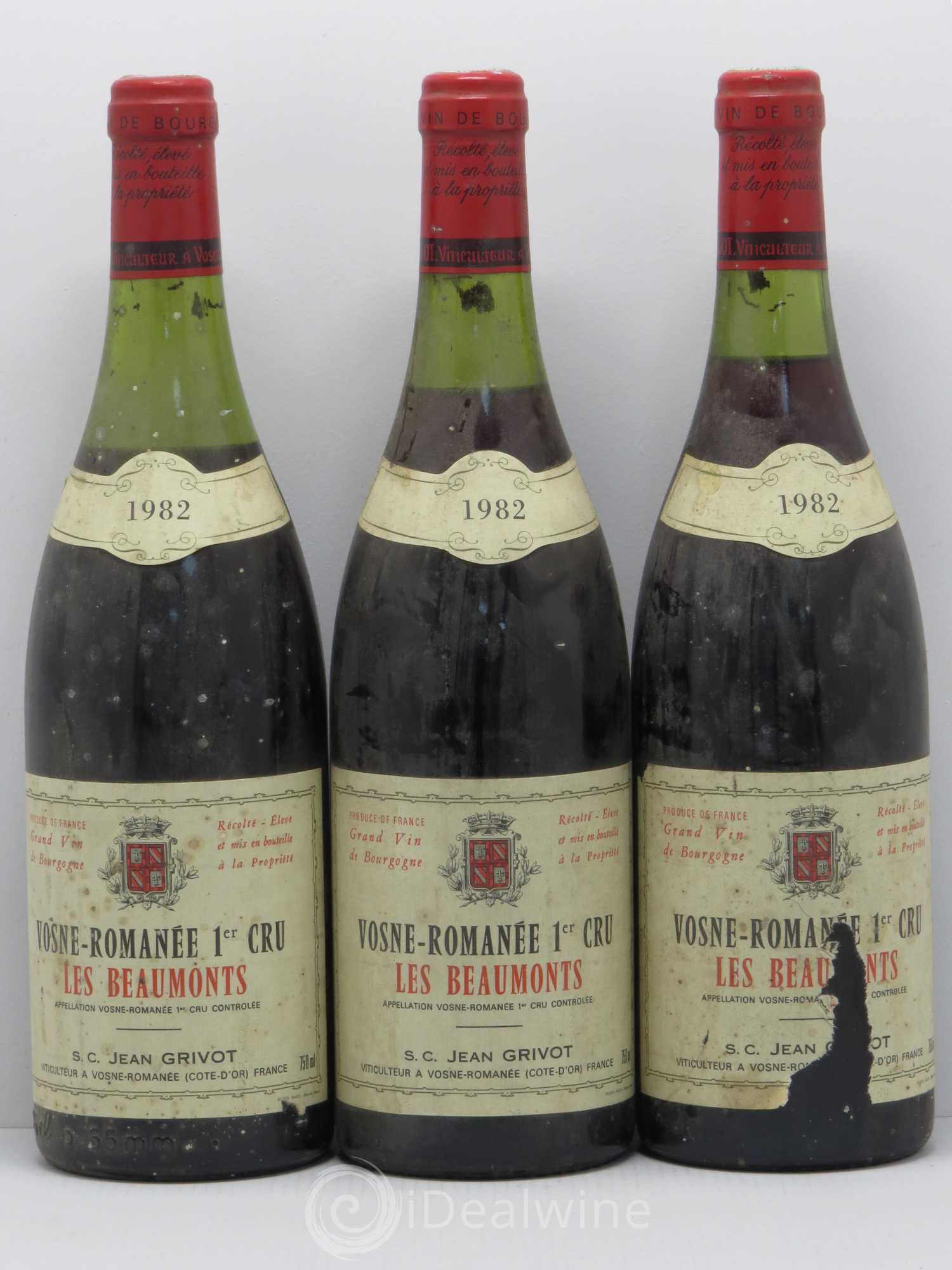 Vosne-Romanée 1er Cru Les Beaux-Monts Jean Grivot 1982 - Lot de 3 bouteilles - 0