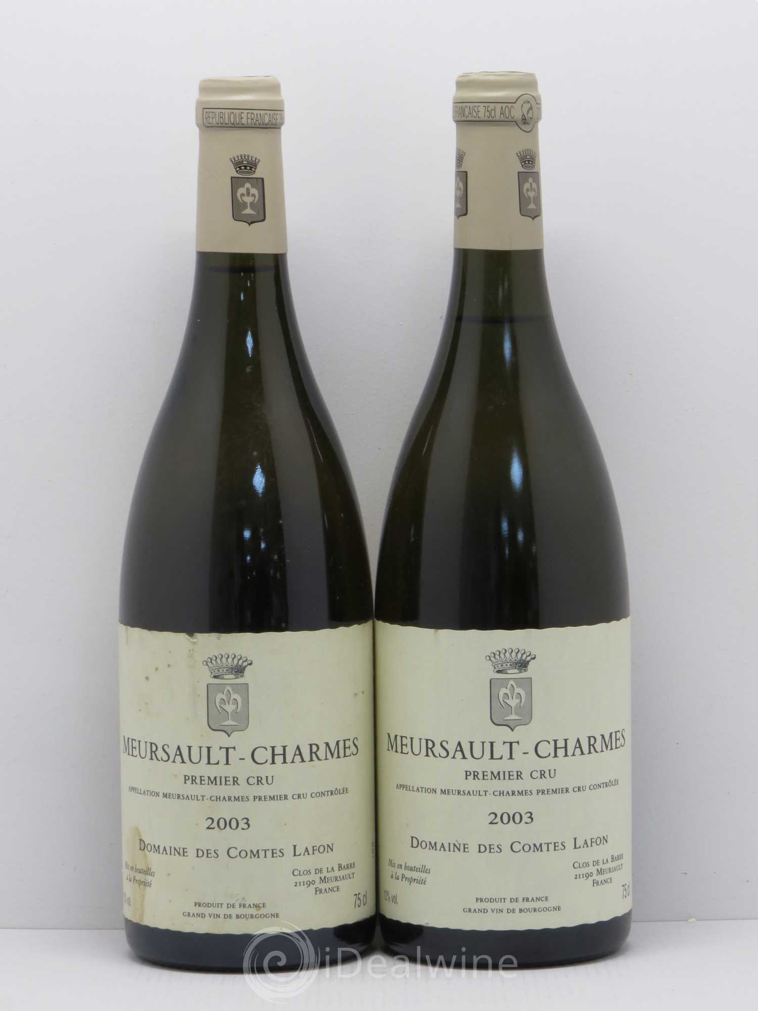 Meursault 1er Cru Charmes Comtes Lafon (Domaine des) 2003 - Lot de 2 bouteilles - 0