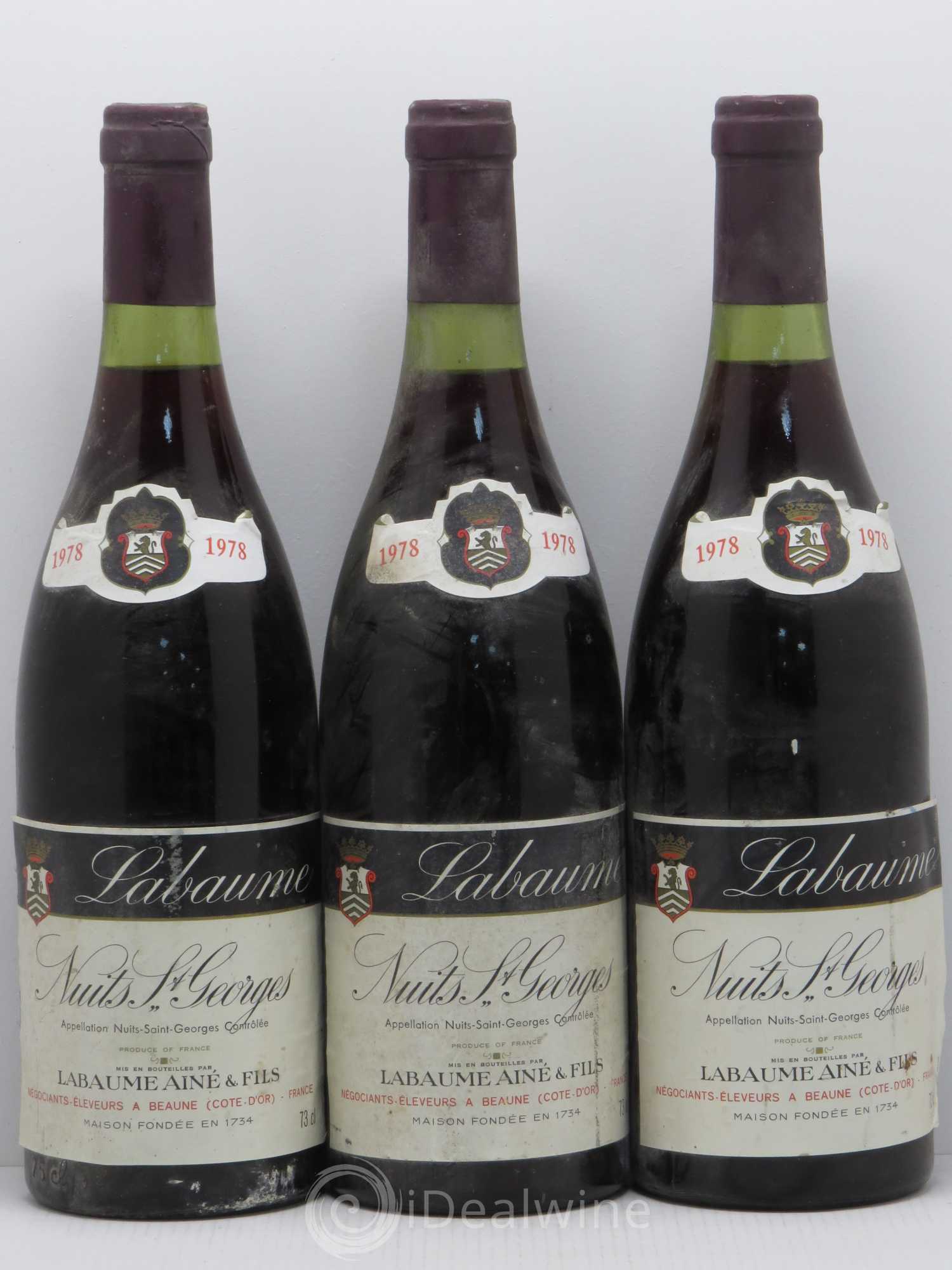 Nuits-Saint-Georges Labaume 1978 - Lot de 3 bouteilles - 0