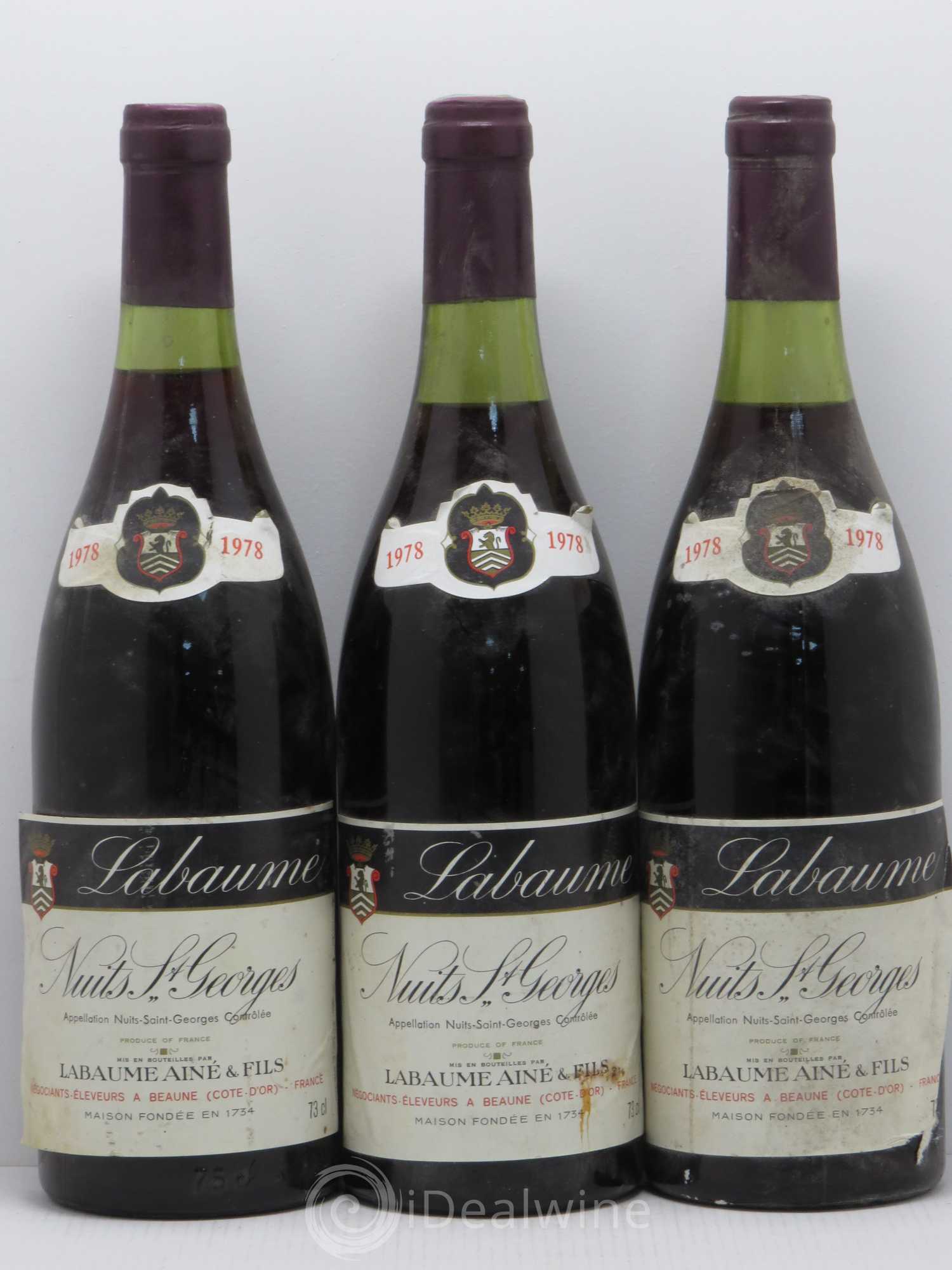 Nuits-Saint-Georges Labaume 1978 - Lot de 3 bouteilles - 0