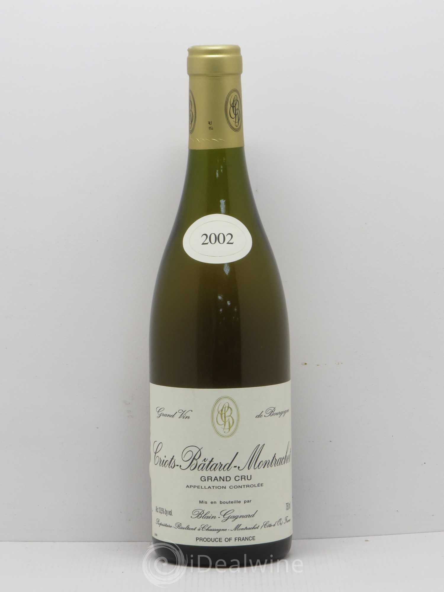 Criots-Bâtard-Montrachet Grand Cru Blain-Gagnard (Domaine) 2002 - Lot de 1 bouteille - 0